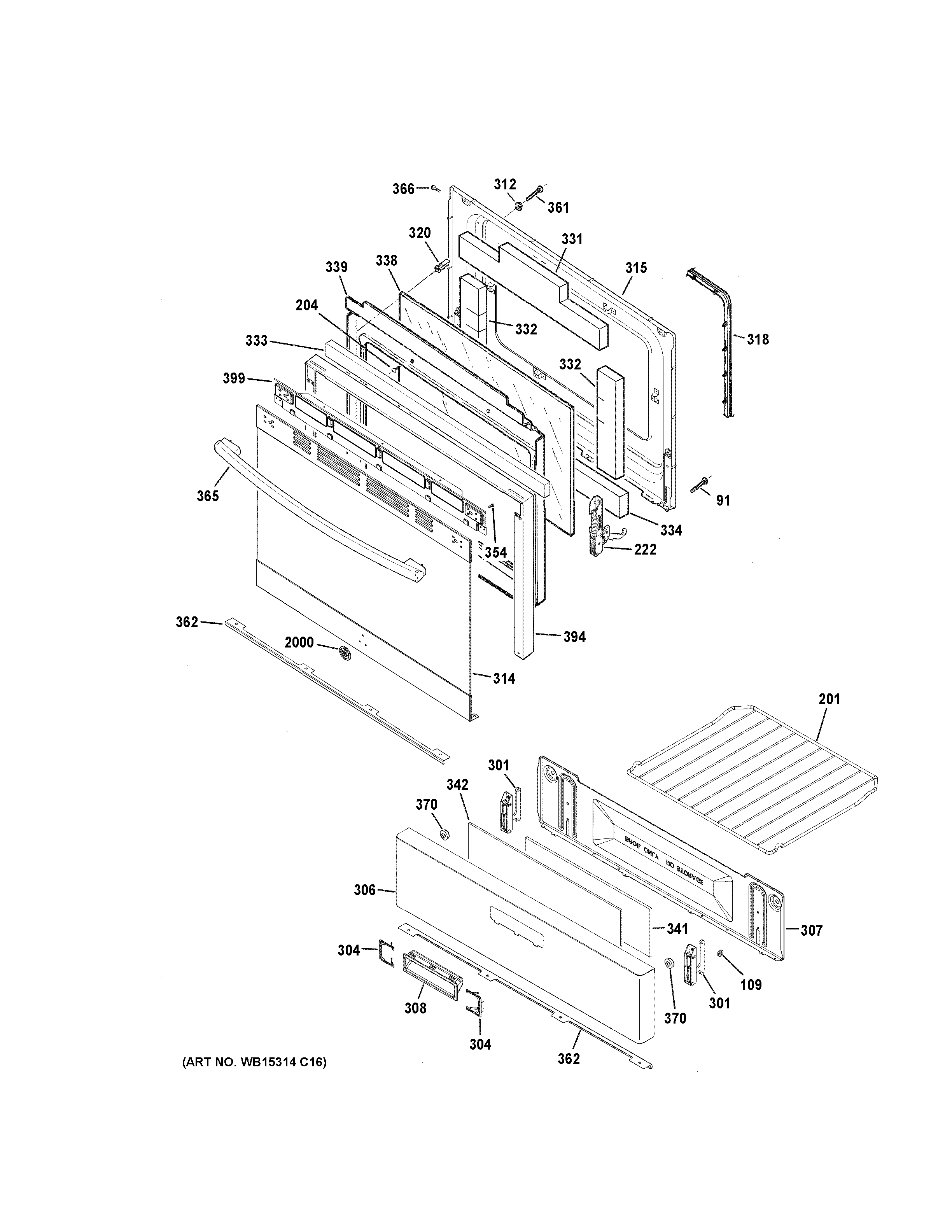 GE JGBS60GEK2SA door & drawer parts diagram