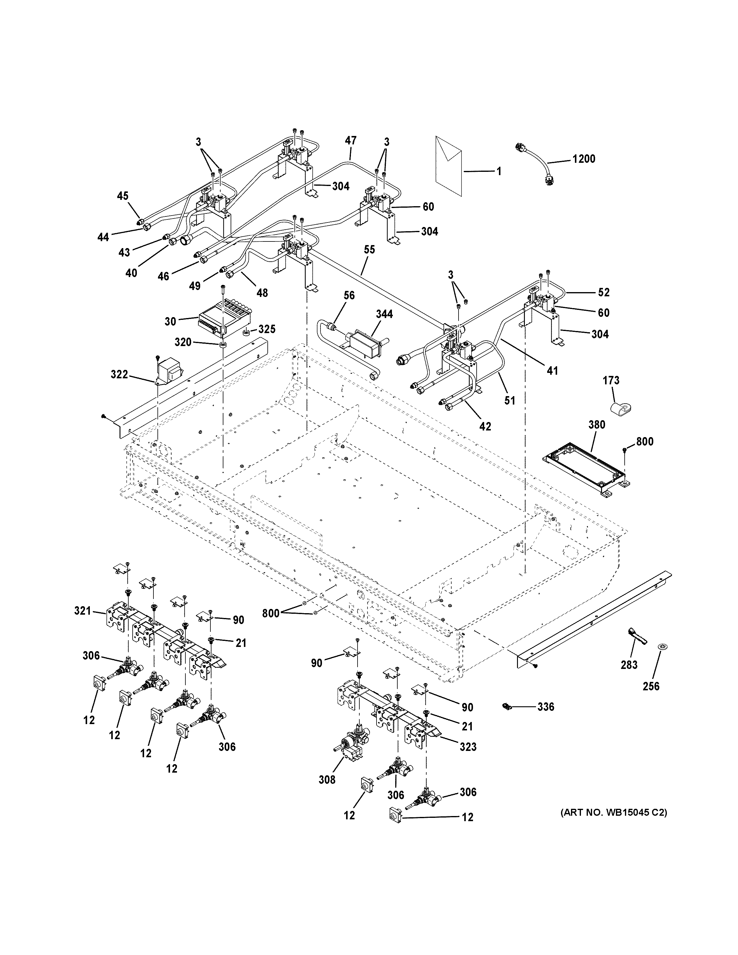 GE ZGP486NRR4SS gas & burner parts diagram