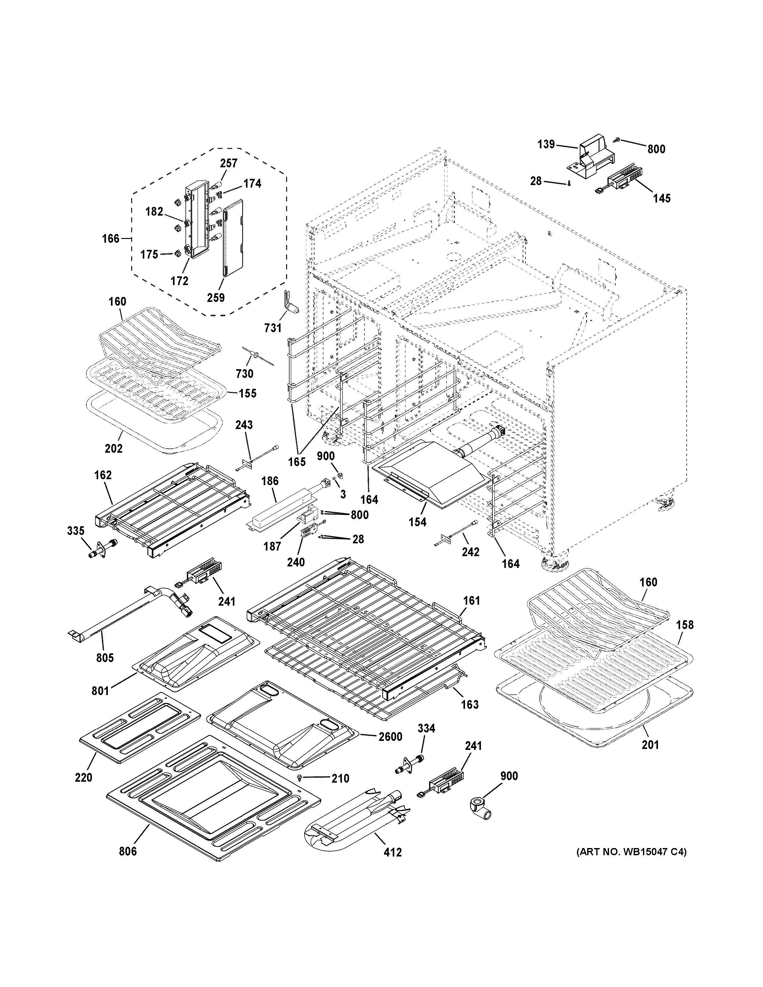 GE ZGP486NRR4SS oven cavity parts diagram