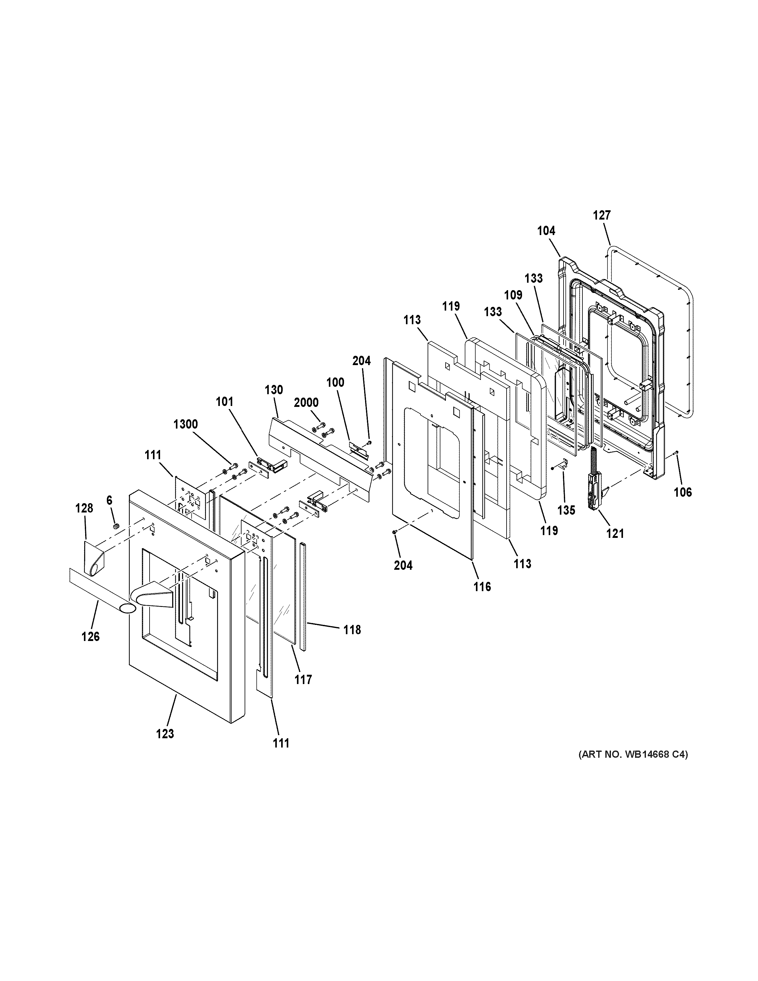 GE ZGP486NRR4SS small door assembly diagram