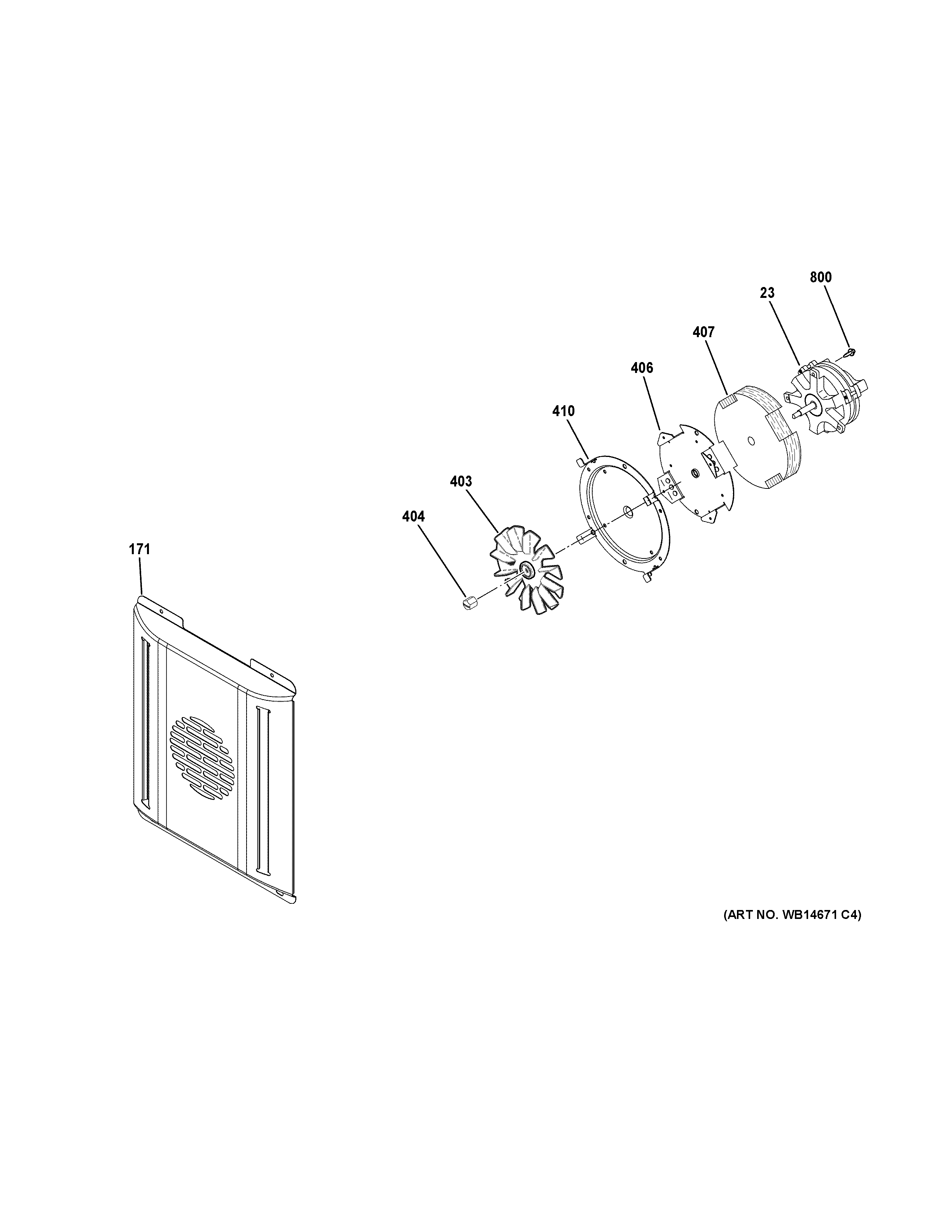 GE ZGP486NRR4SS small convection fan diagram
