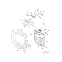GE GSD4800G00BB escutcheon & door assembly diagram