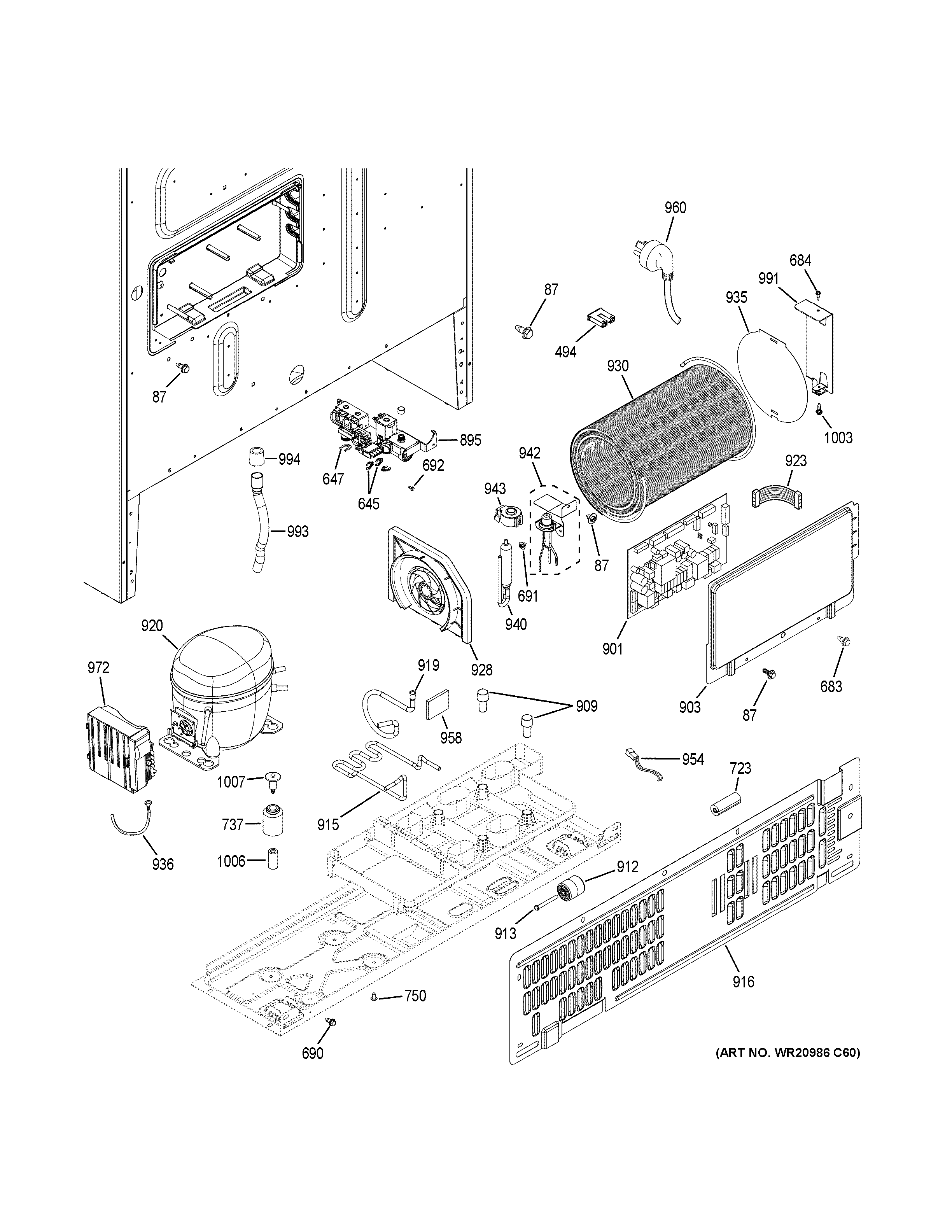 GE PWE23KMDGES machine compartment diagram