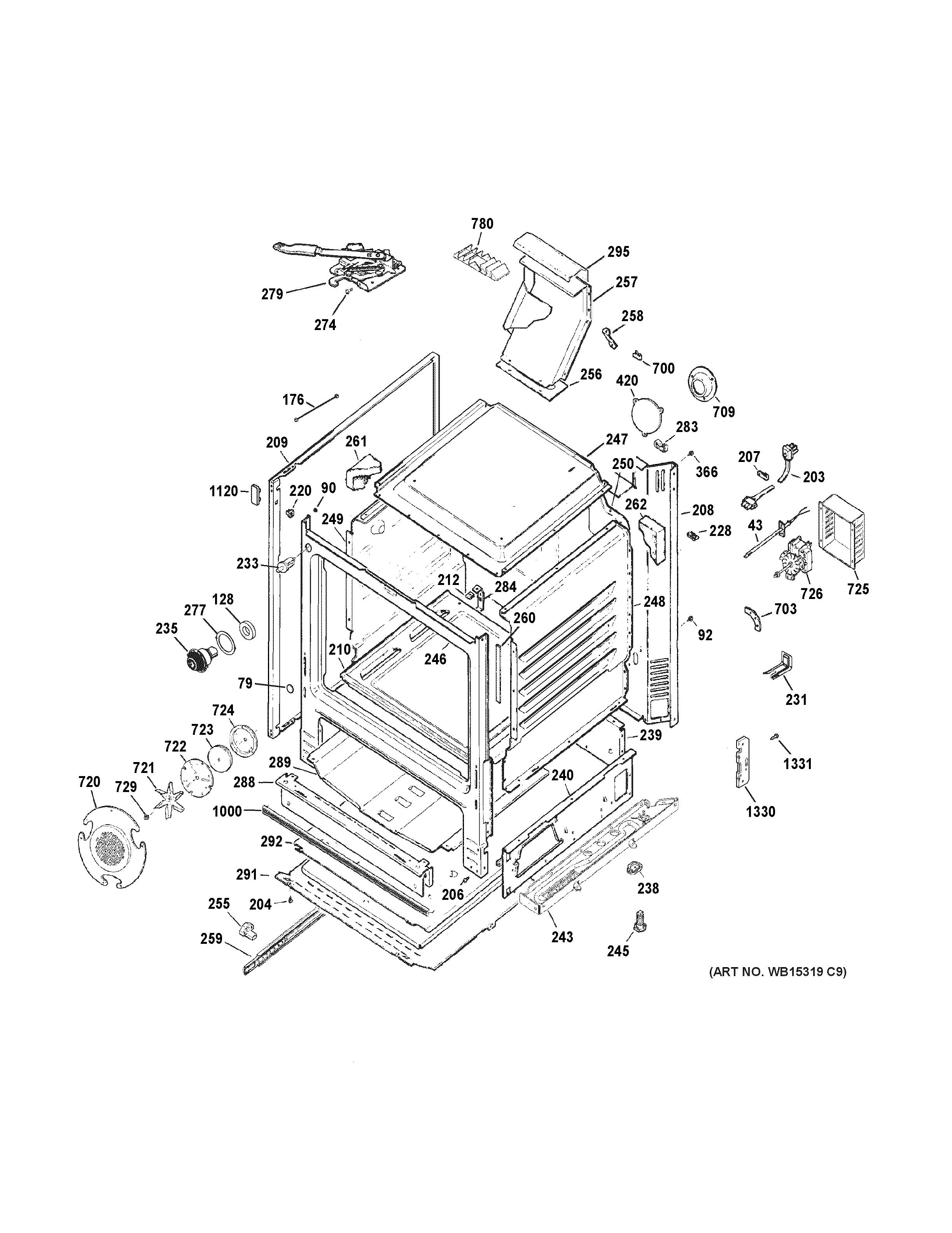 GE JGB750DEF1BB body parts diagram