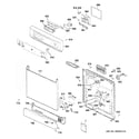 GE GSD3301J45WW escutcheon & door assembly diagram