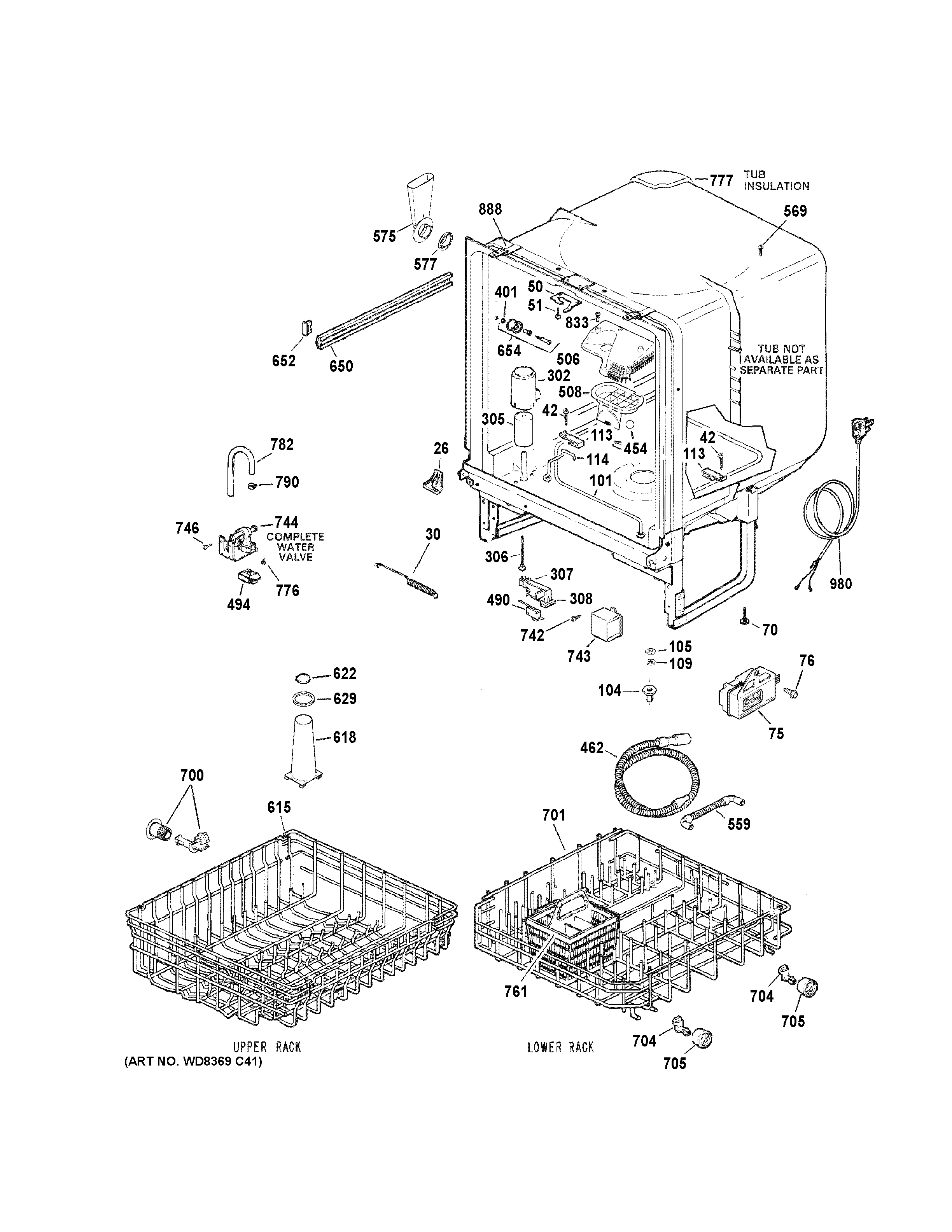 GE GSD3361J45SS body parts diagram