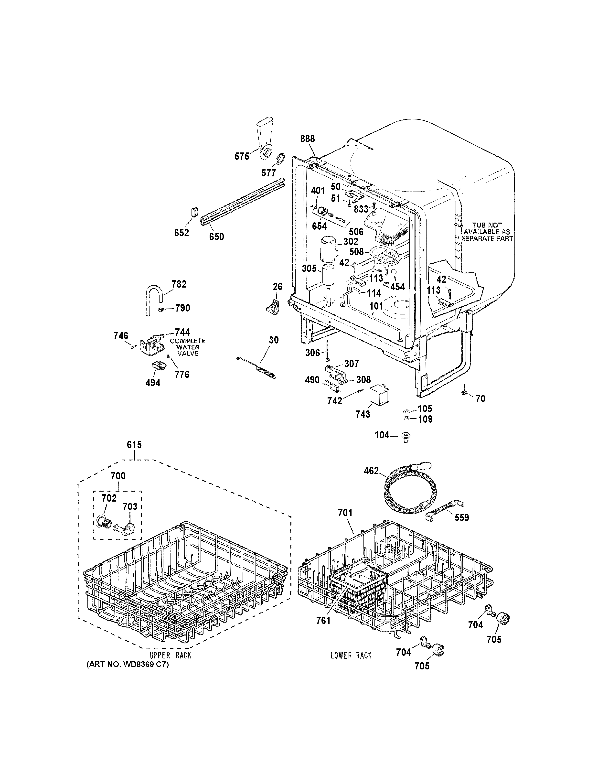 Hotpoint HDA2040V35SA body parts diagram