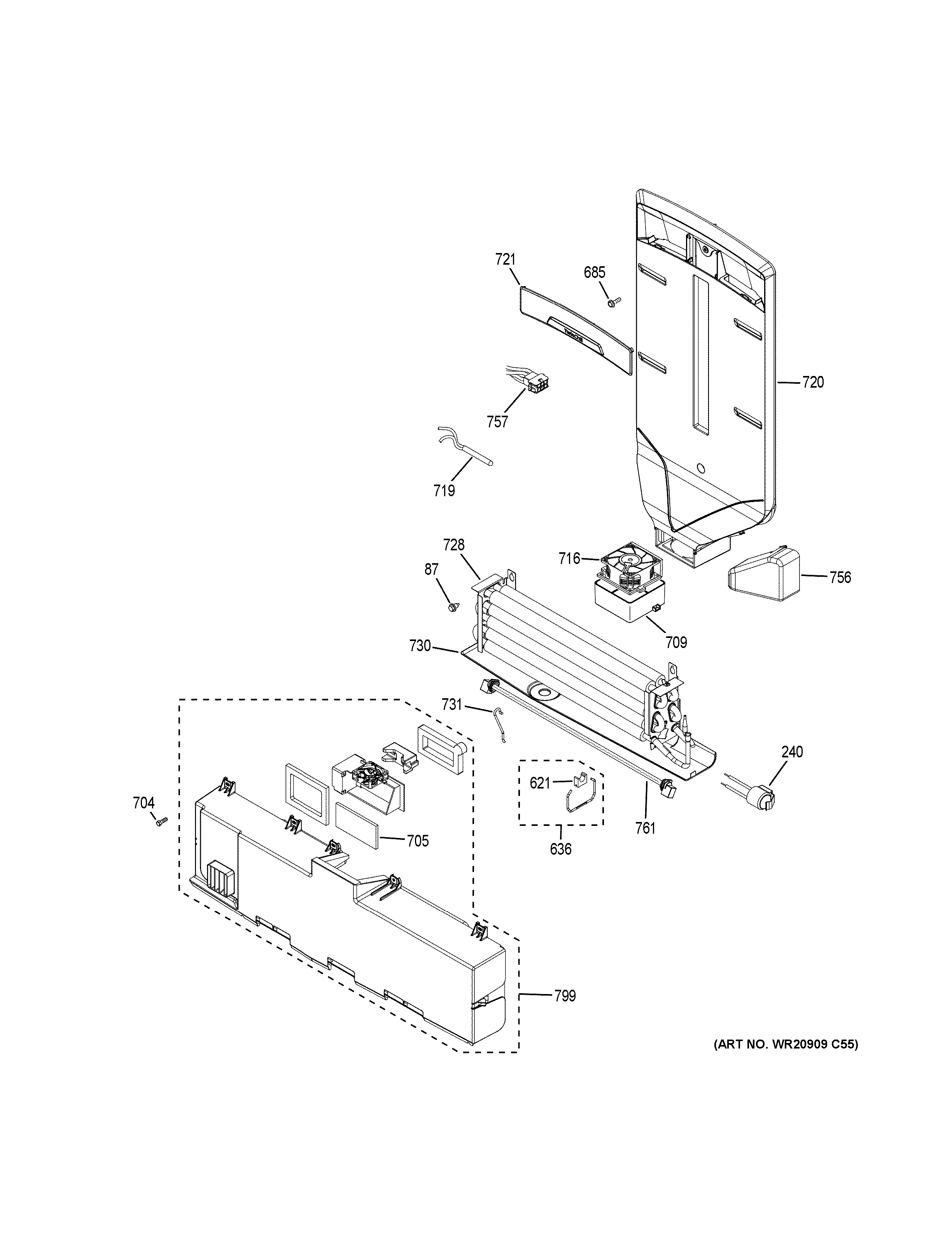 GE PYE22PMKCES fresh food section diagram