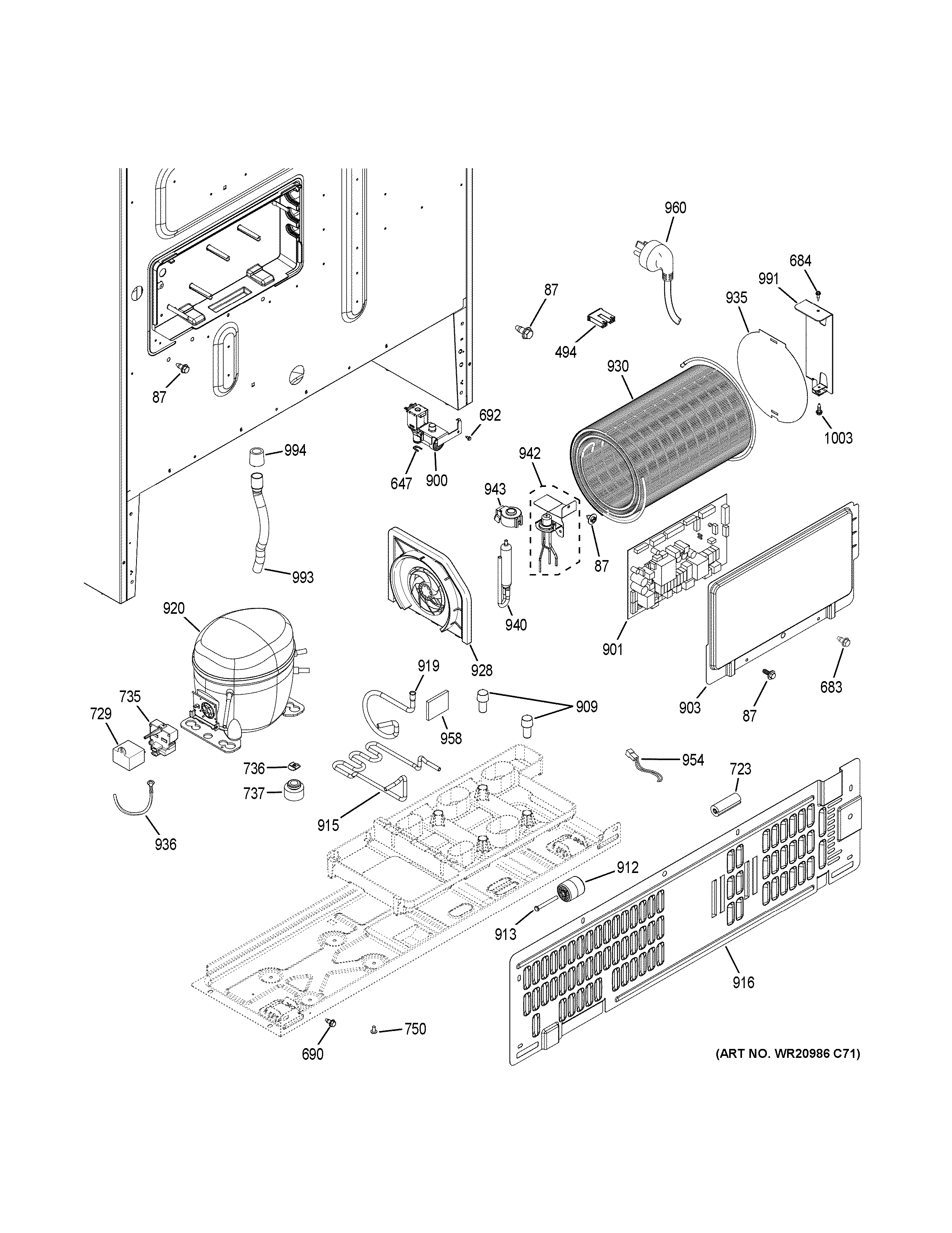 GE PYE22KMKCES machine compartment diagram