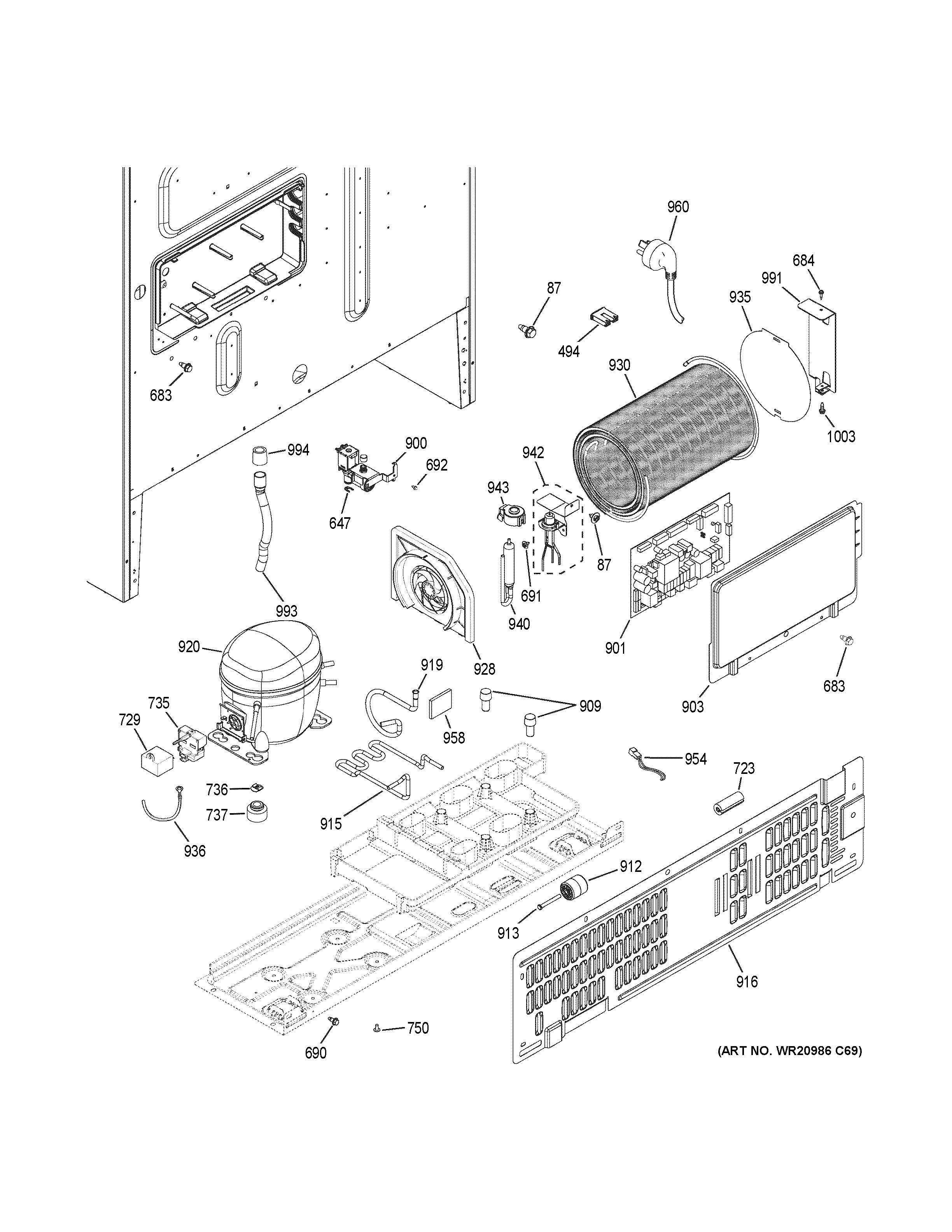 GE CFE28TSHJSS machine compartment diagram