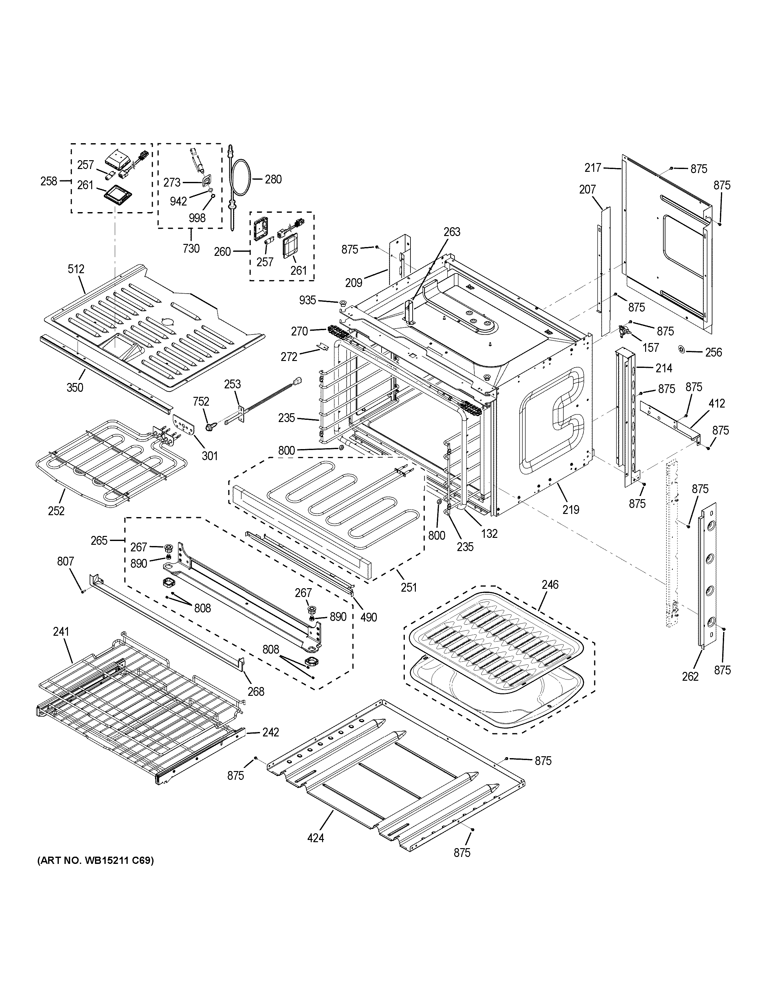 GE CT9070SH1SS body parts diagram