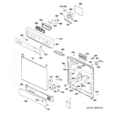 Hotpoint HDA3600D00BB escutcheon & door assembly diagram