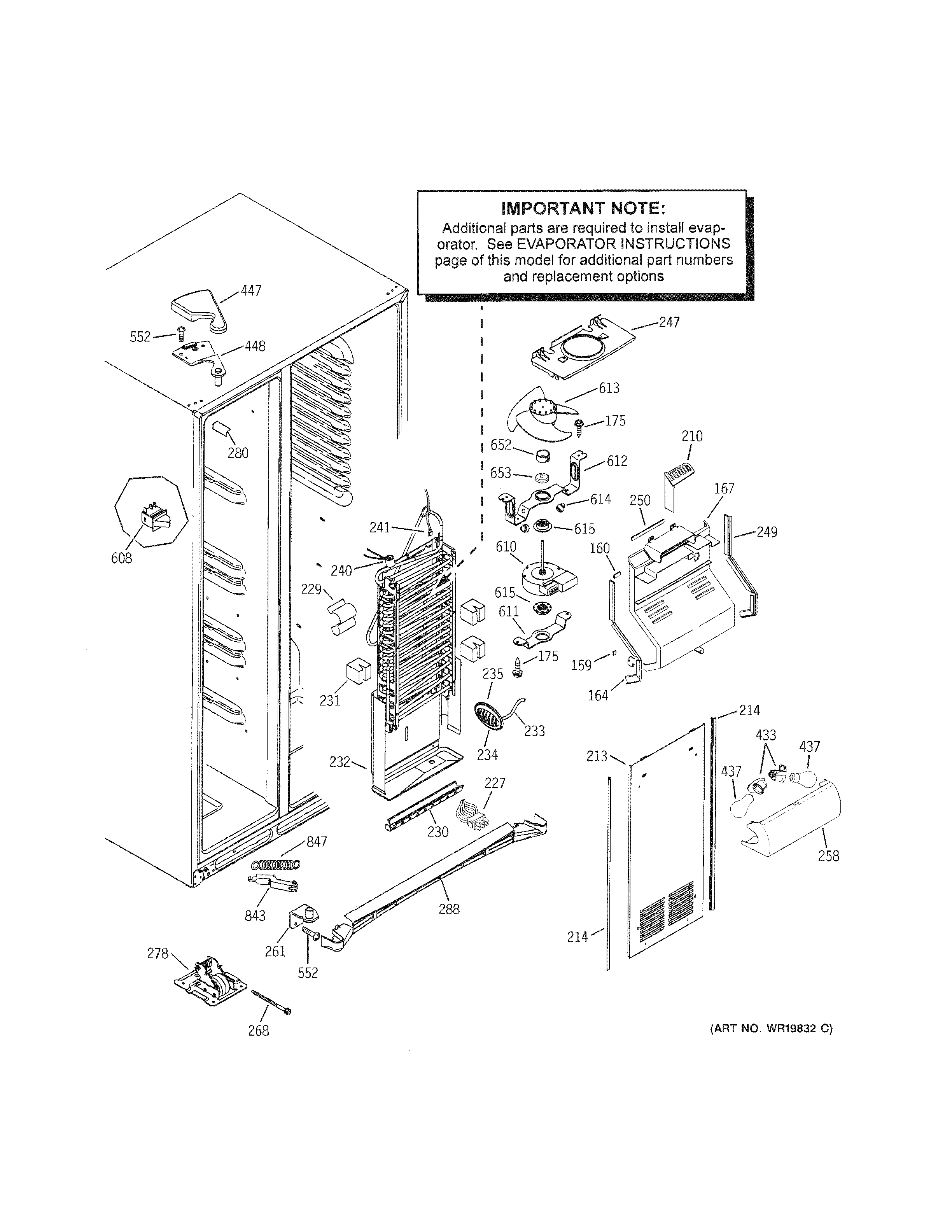 GE PSF26MGWACC freezer section diagram