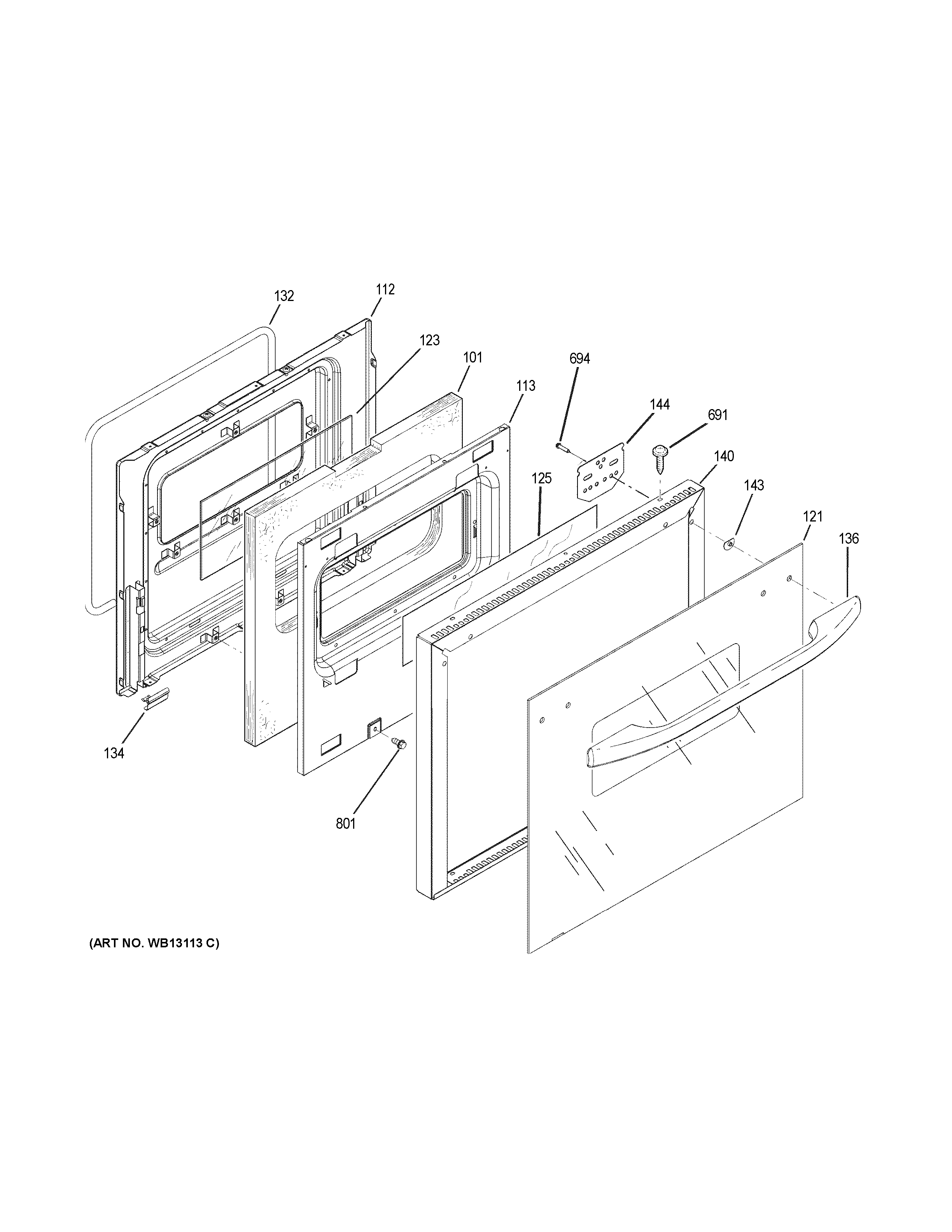 GE JRP28BJ3BB lower door diagram