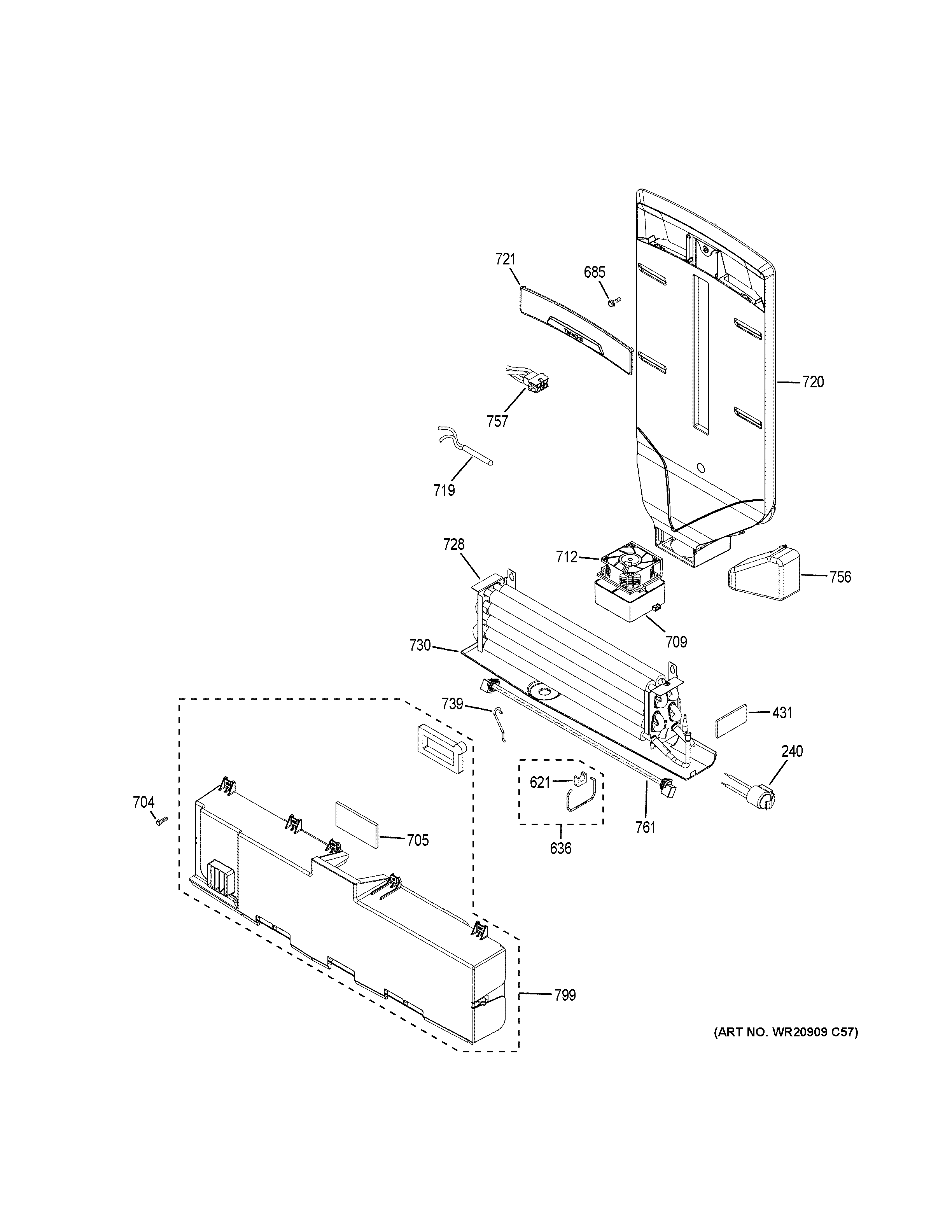 GE GFE26GGKFWW fresh food section diagram