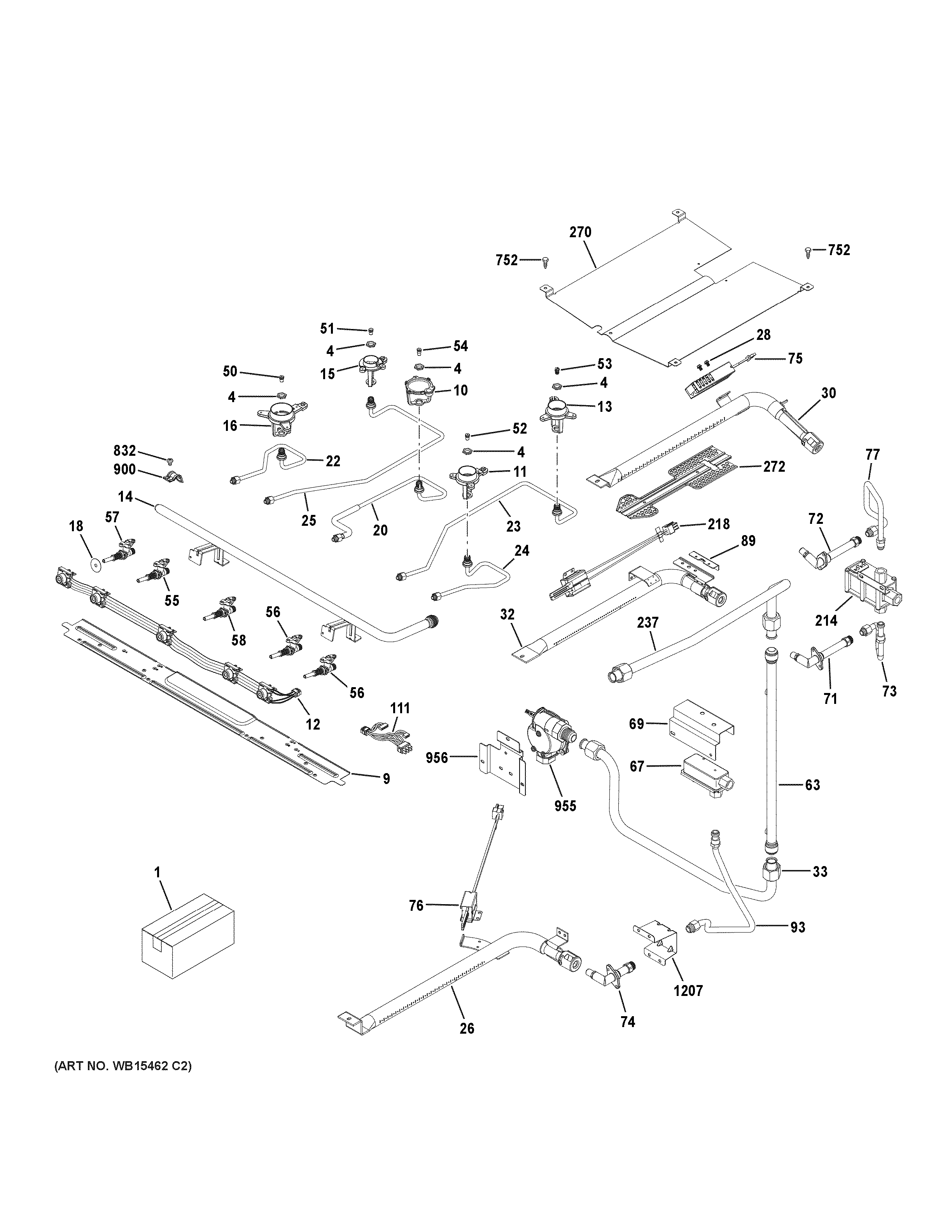 GE JGB860DEJ5WW gas & burner parts diagram