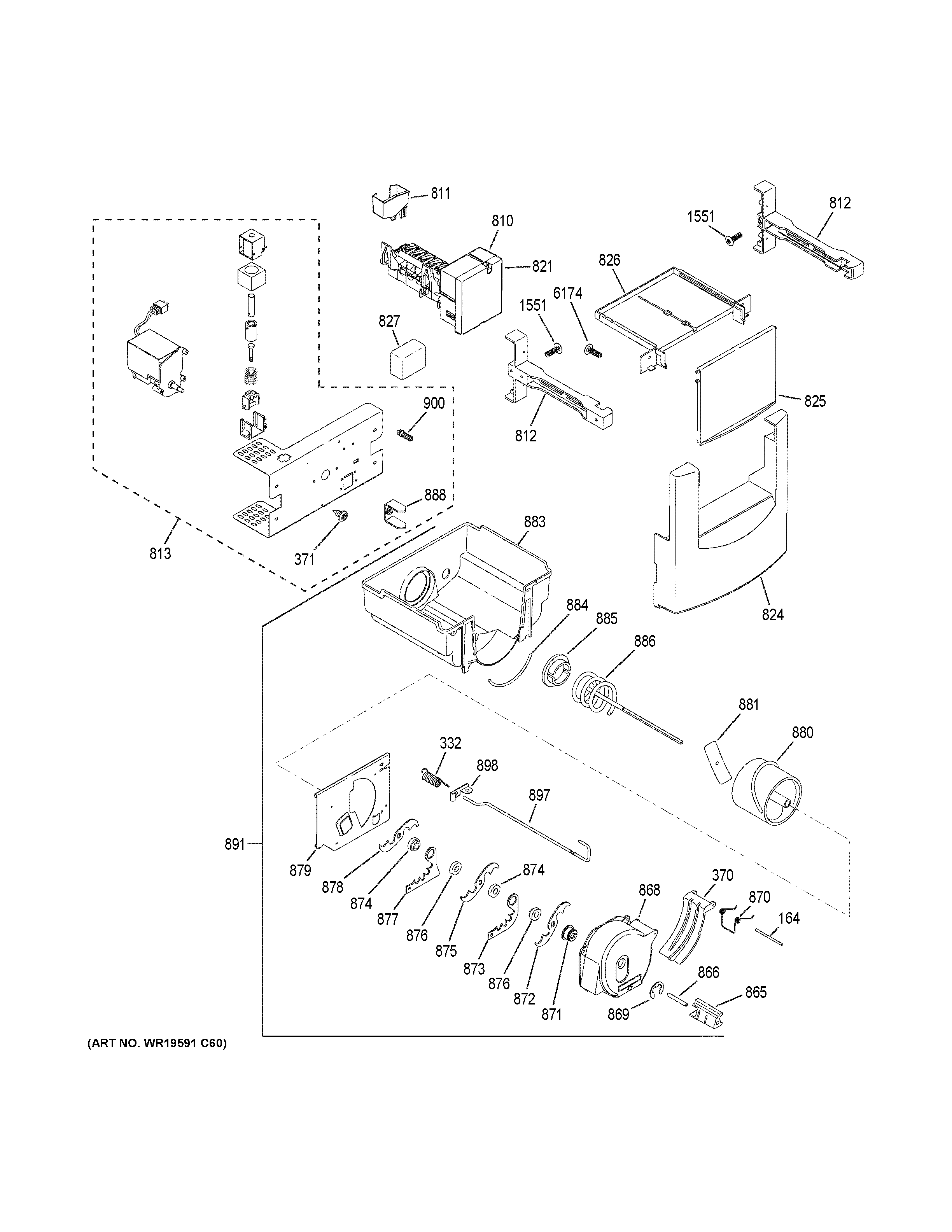 GE ZCSP480DMBSS ice maker & dispenser diagram