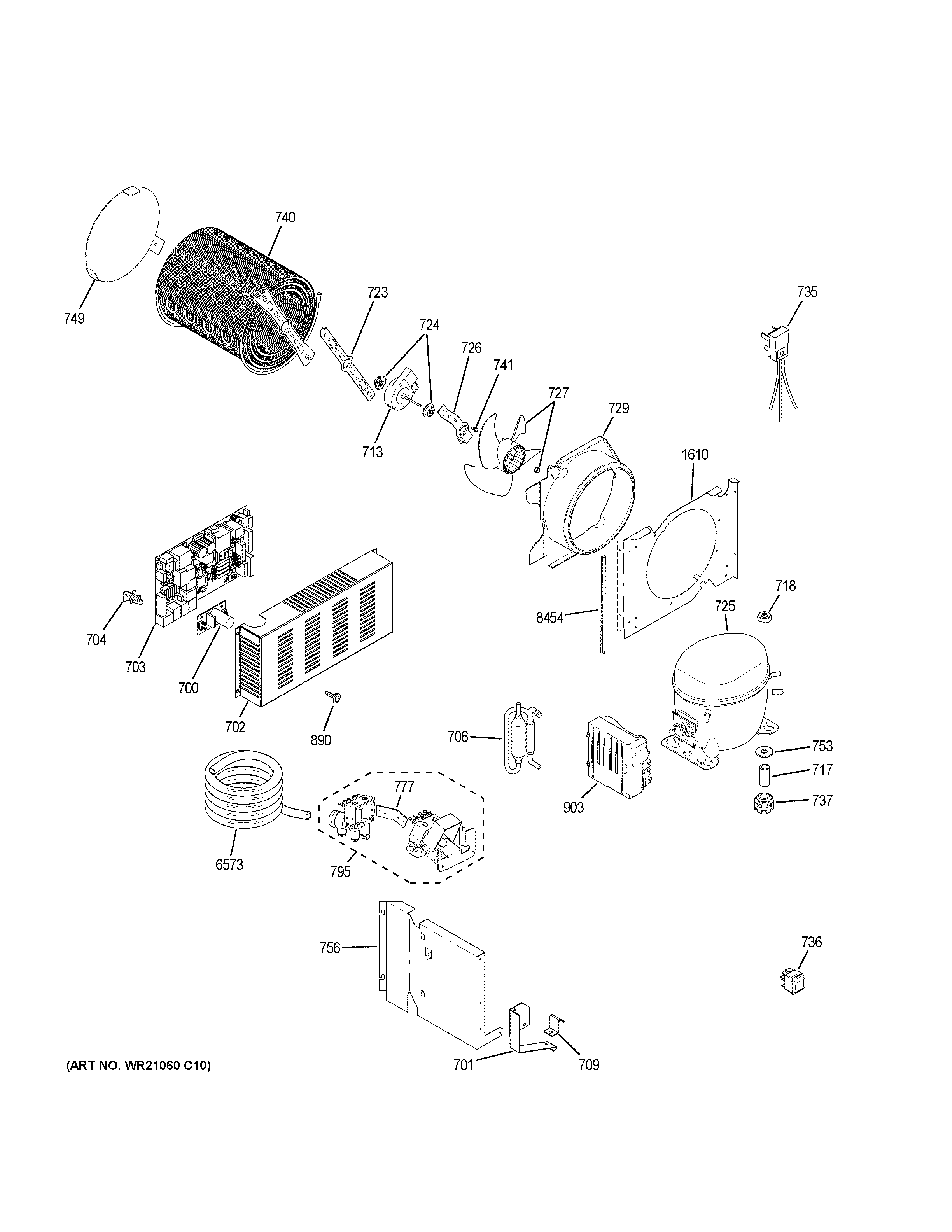 GE ZCSP480DMBSS machine compartment diagram