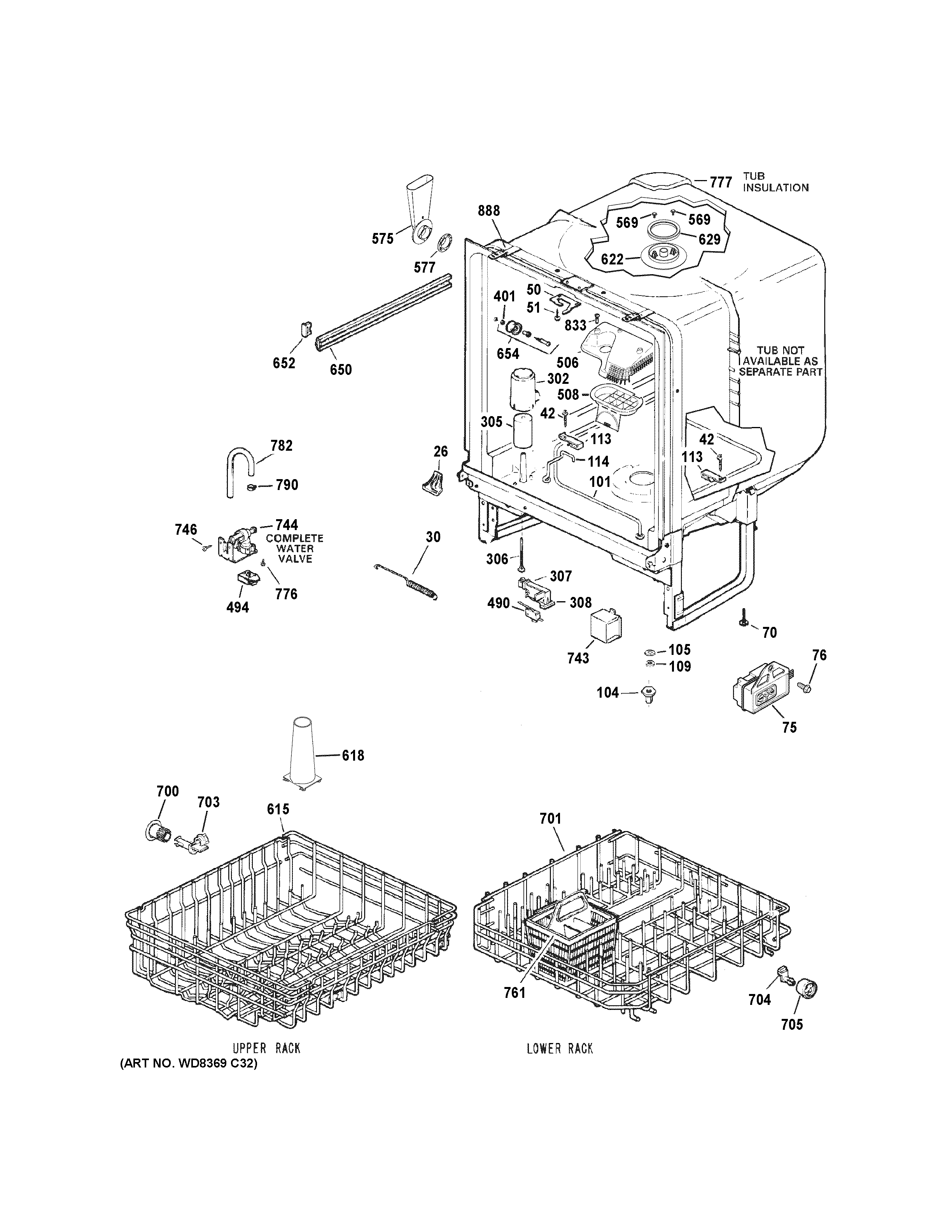 GE GSD3300D50CC body parts diagram