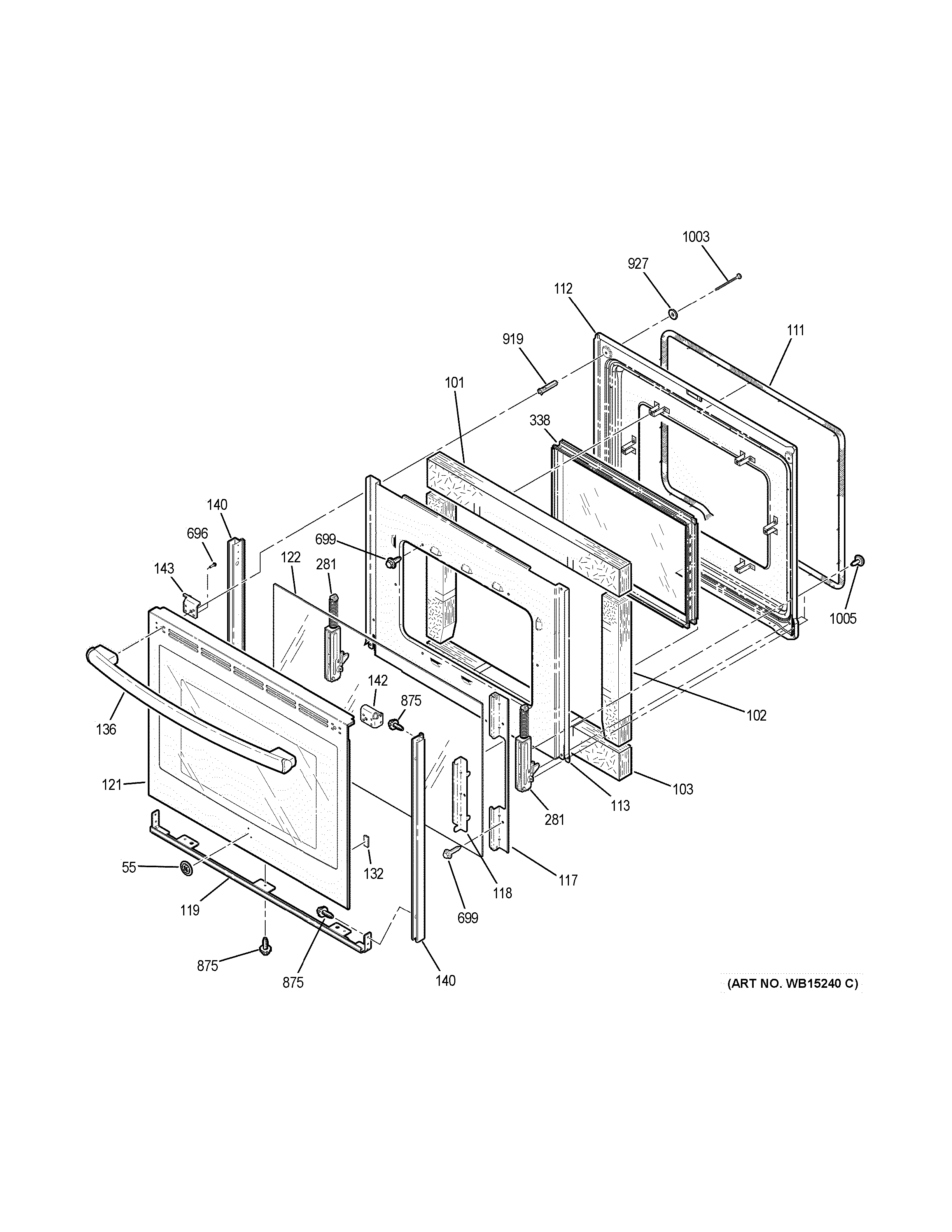 GE JB620RF1SS door diagram