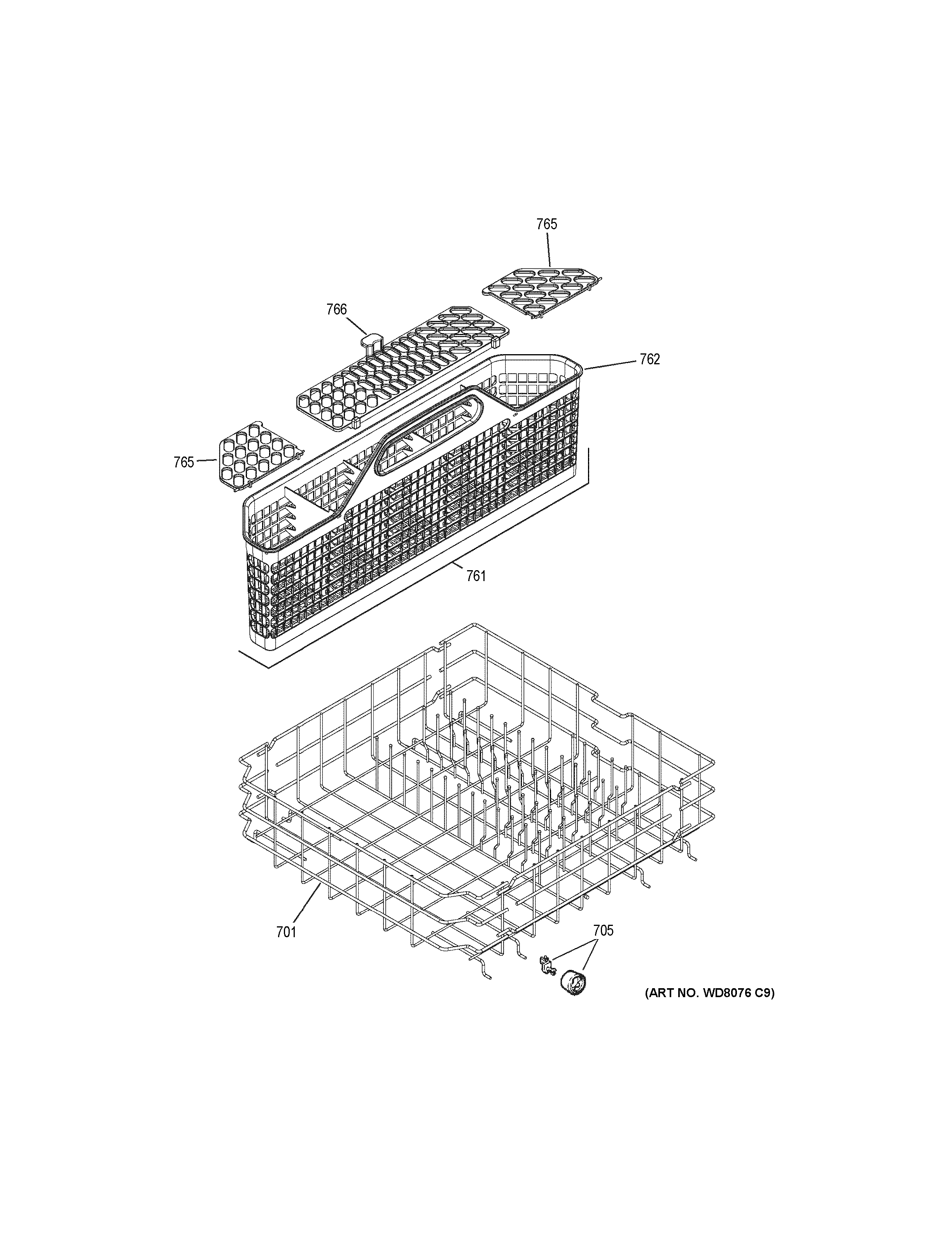 GE GLD5900N10BB lower rack assembly diagram