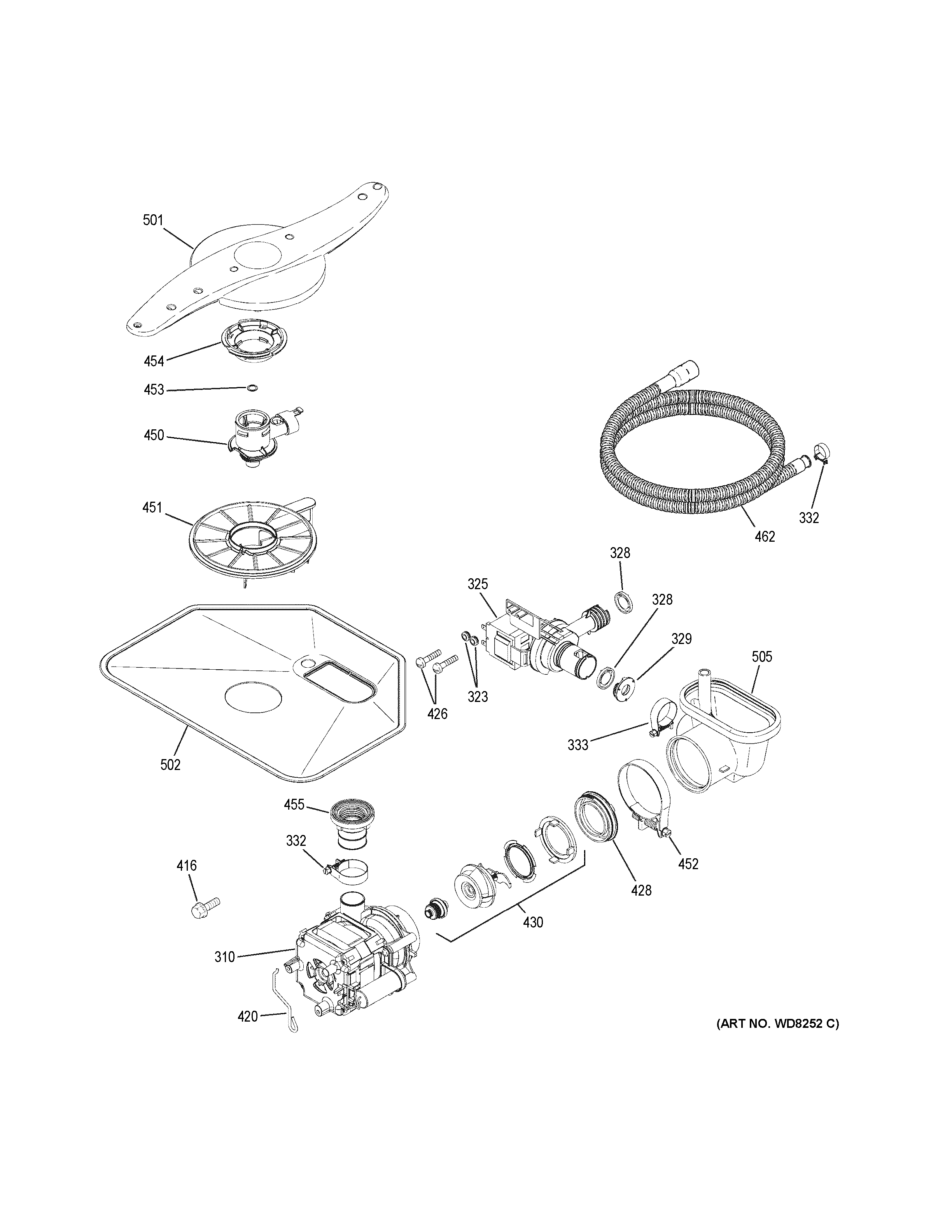 GE GLD5900N10BB motor-pump mechanism diagram