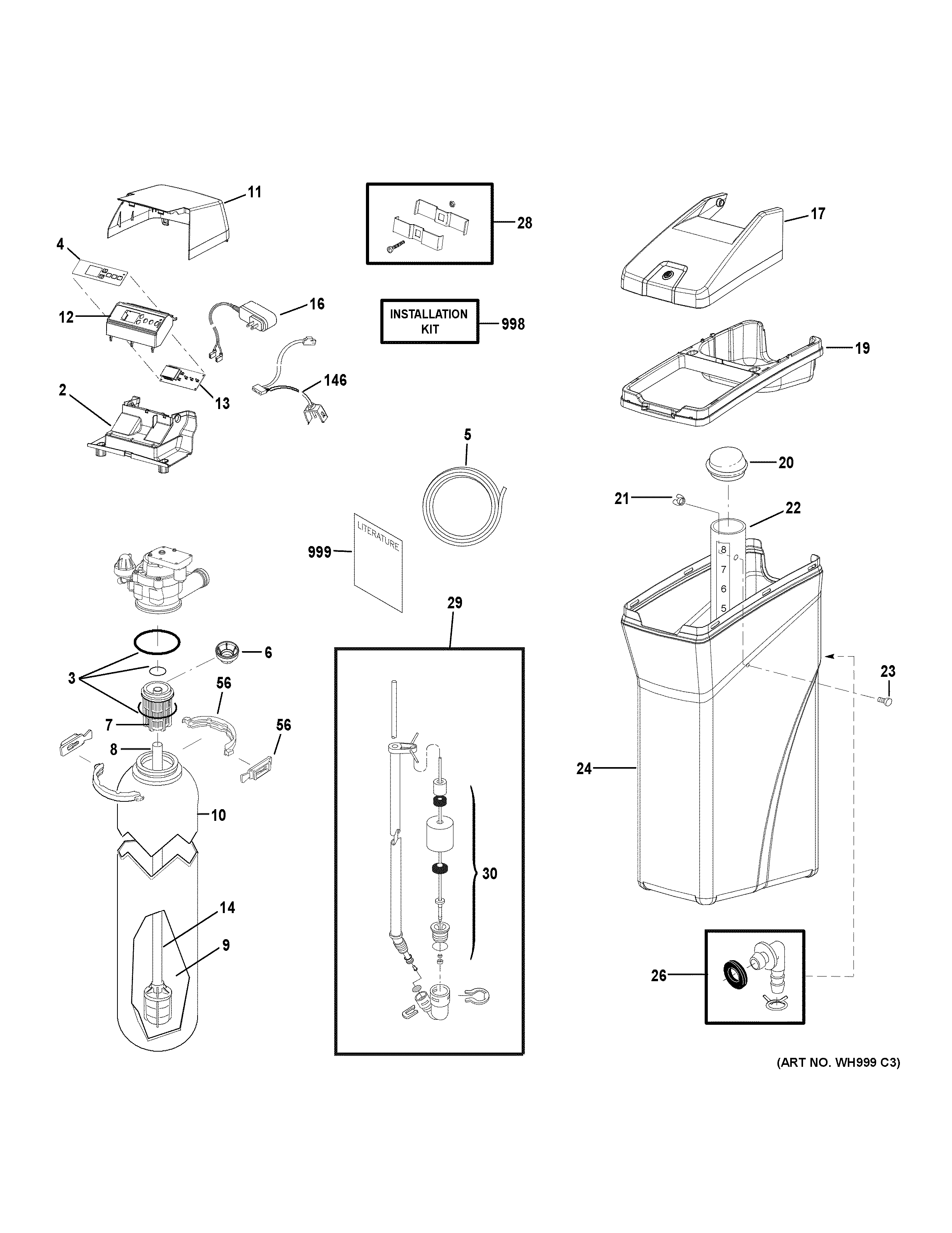 GE GXMH31H00 body parts diagram