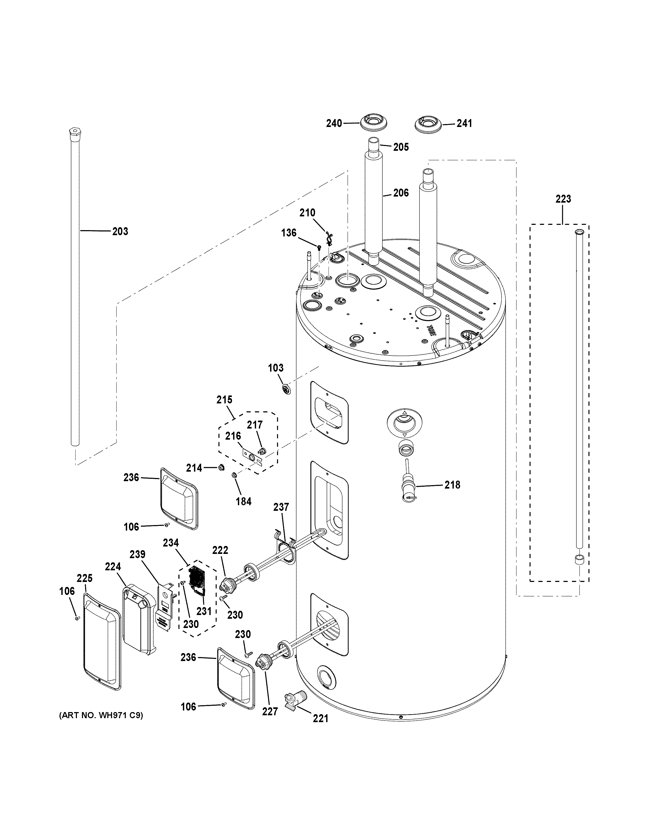 GE GEH50DFEJSRB body parts diagram