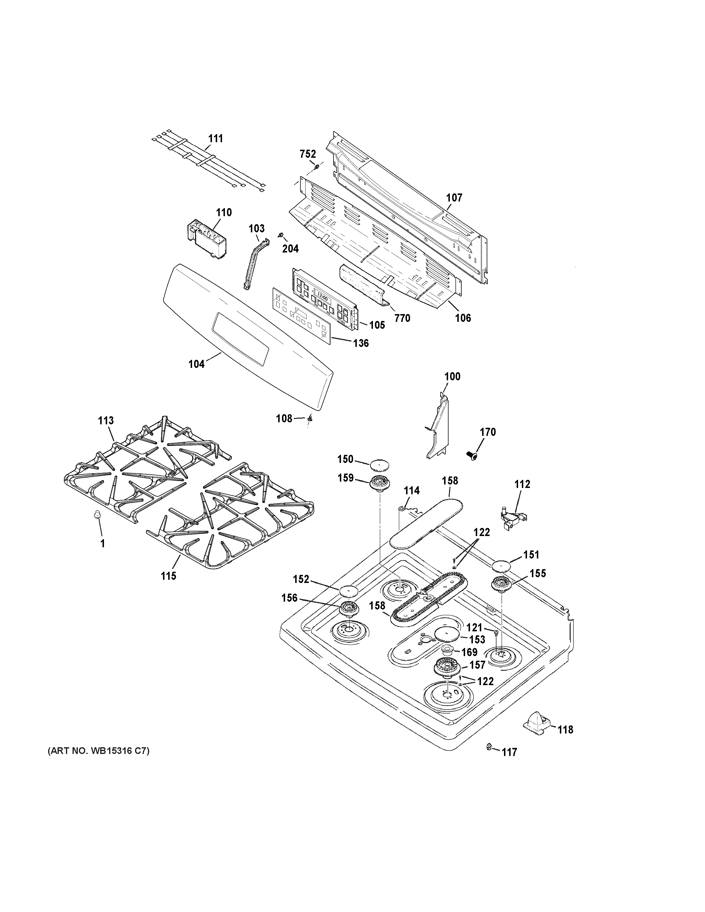 GE JGB650SEF3SS control panel & cooktop diagram