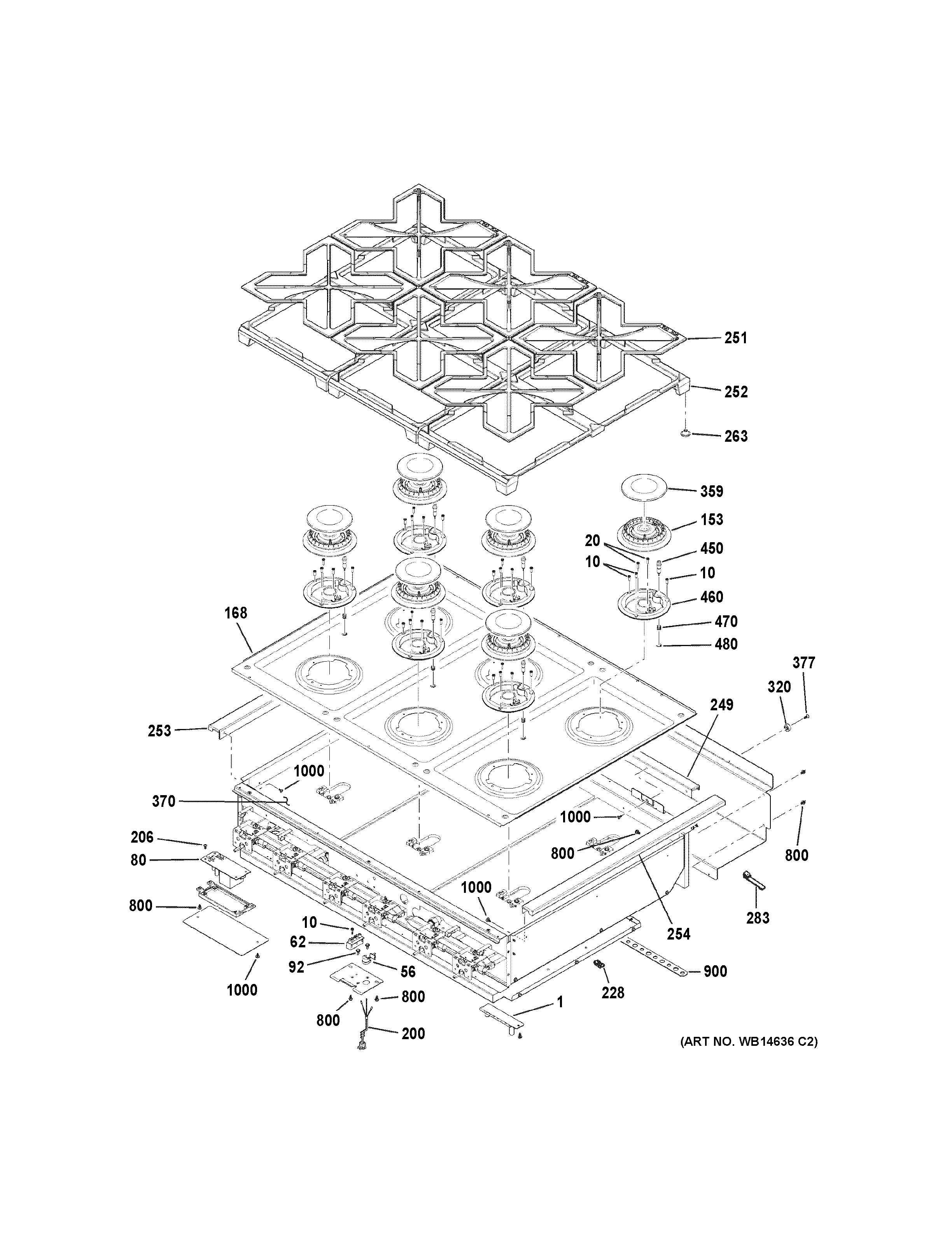 GE ZGU366NP6SS cooktop diagram