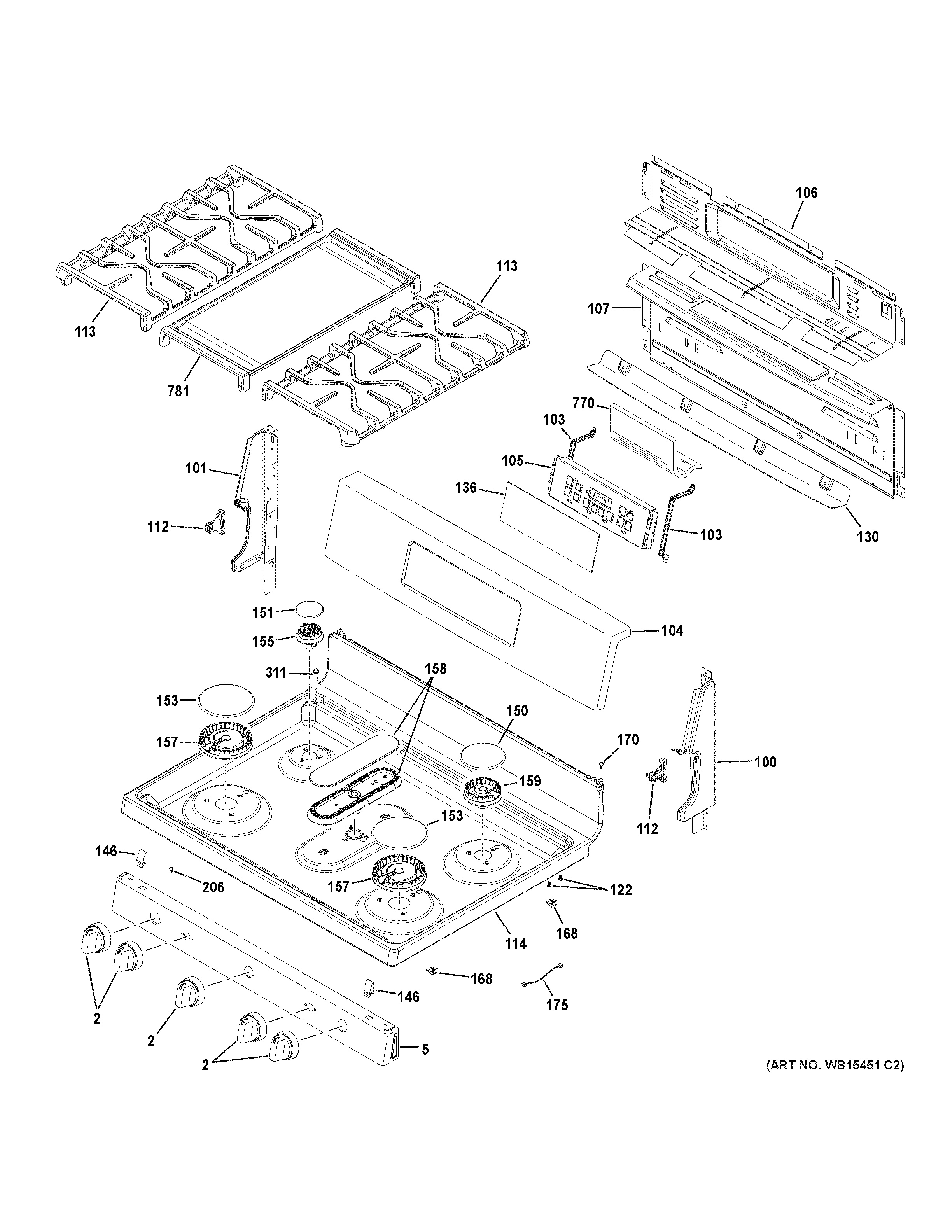 GE JGB720DEJ2BB control panel & cooktop diagram