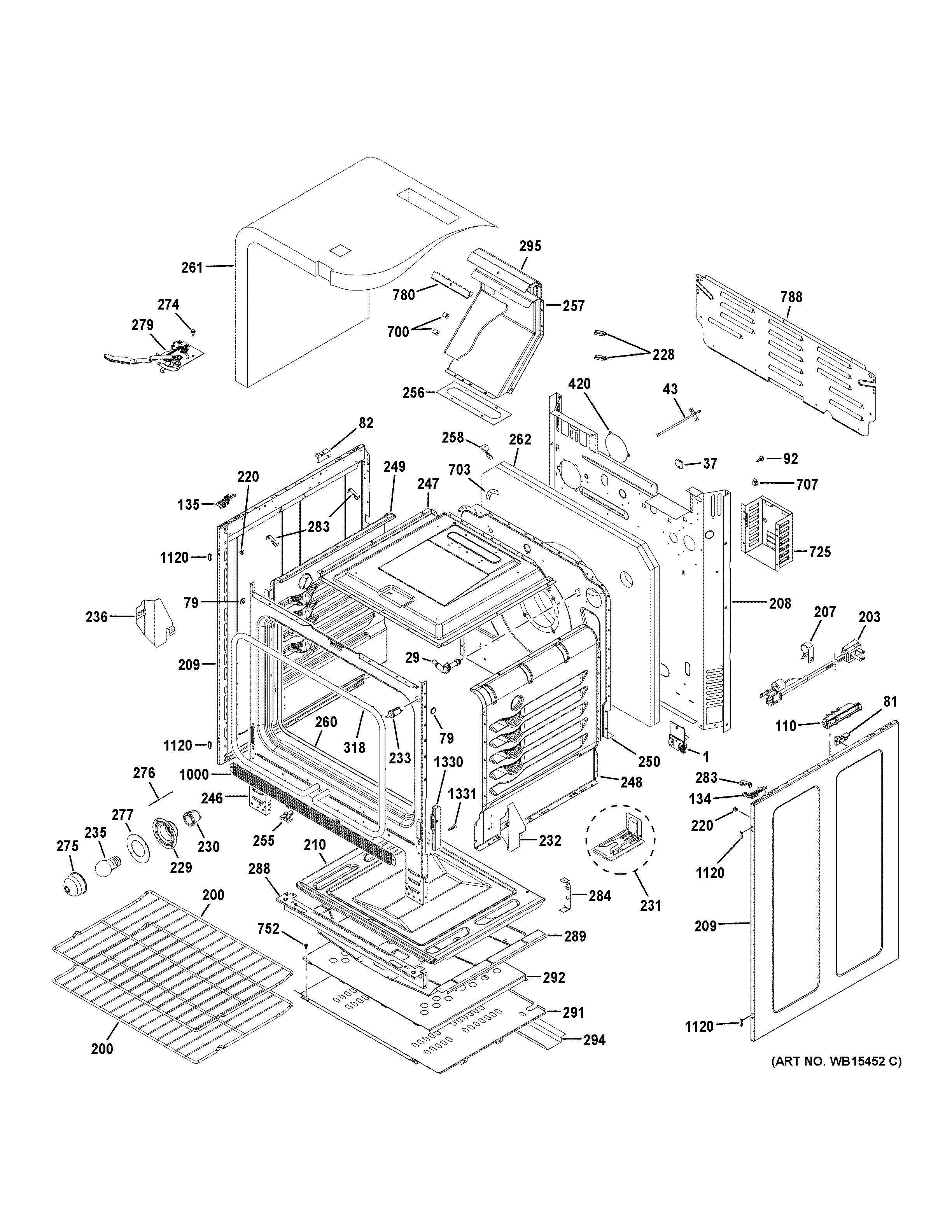 GE JGB720DEJ2BB body parts diagram