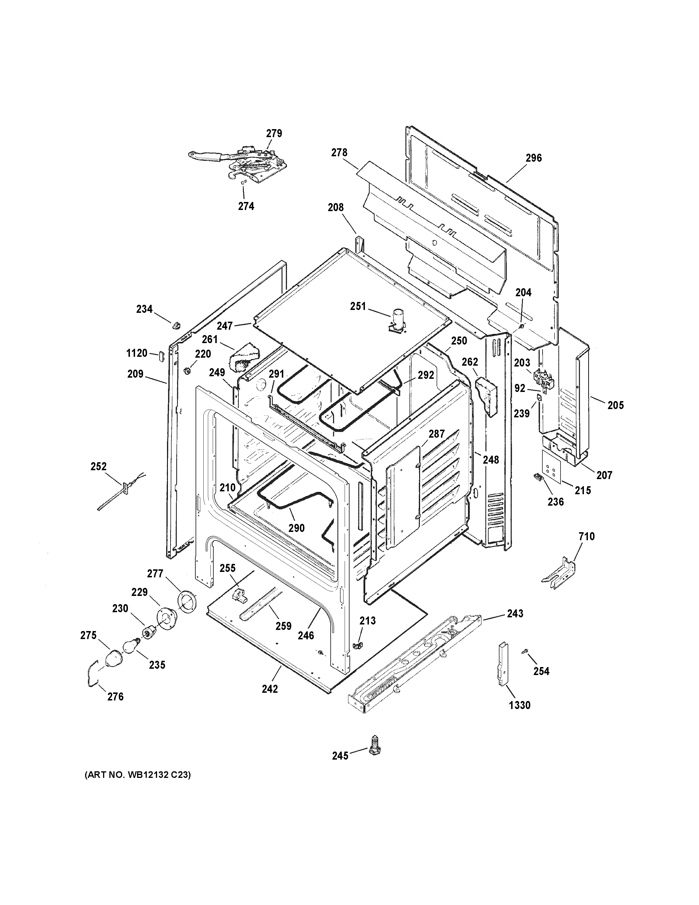 GE JB255DJ2WW body parts diagram