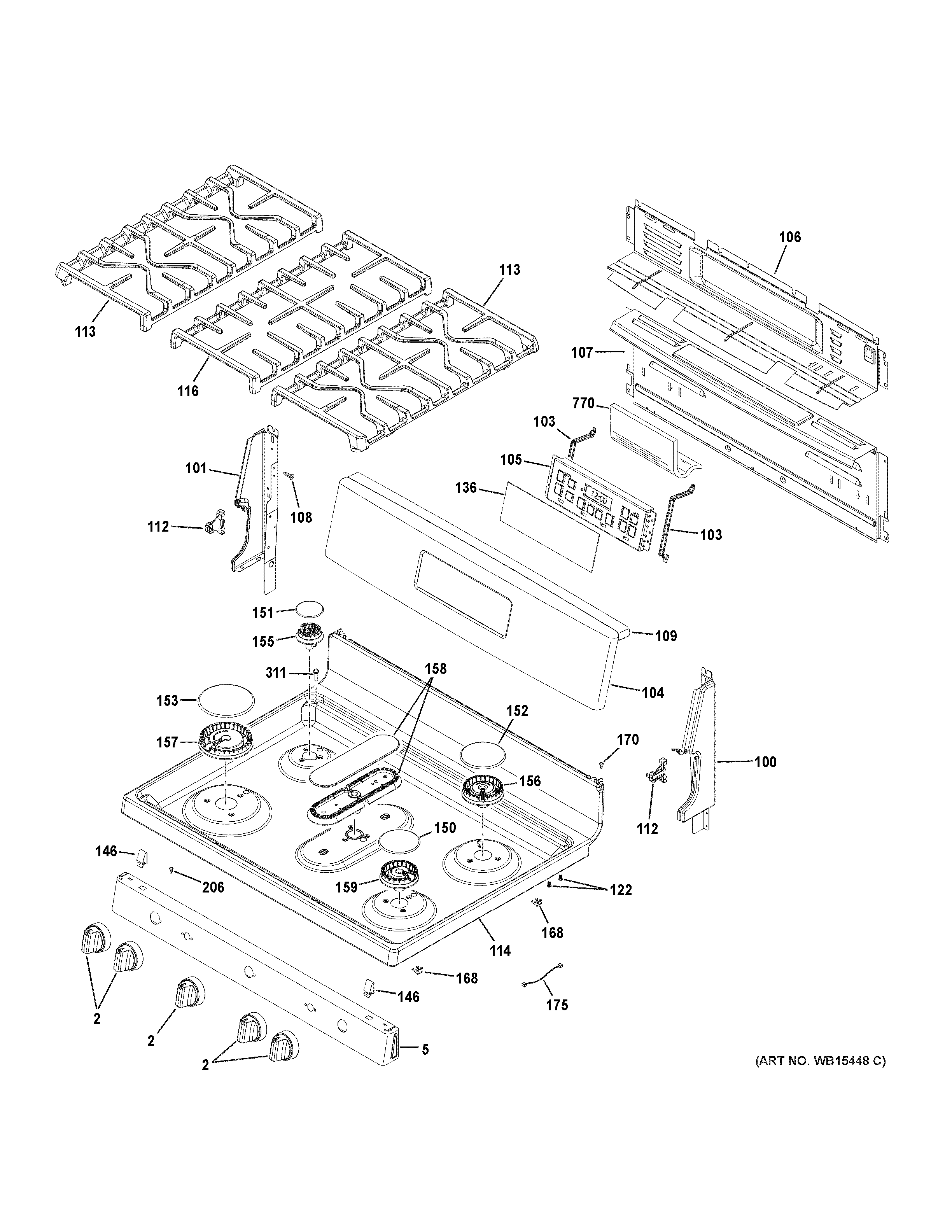 GE JGB660SEJ2SS control panel & cooktop diagram