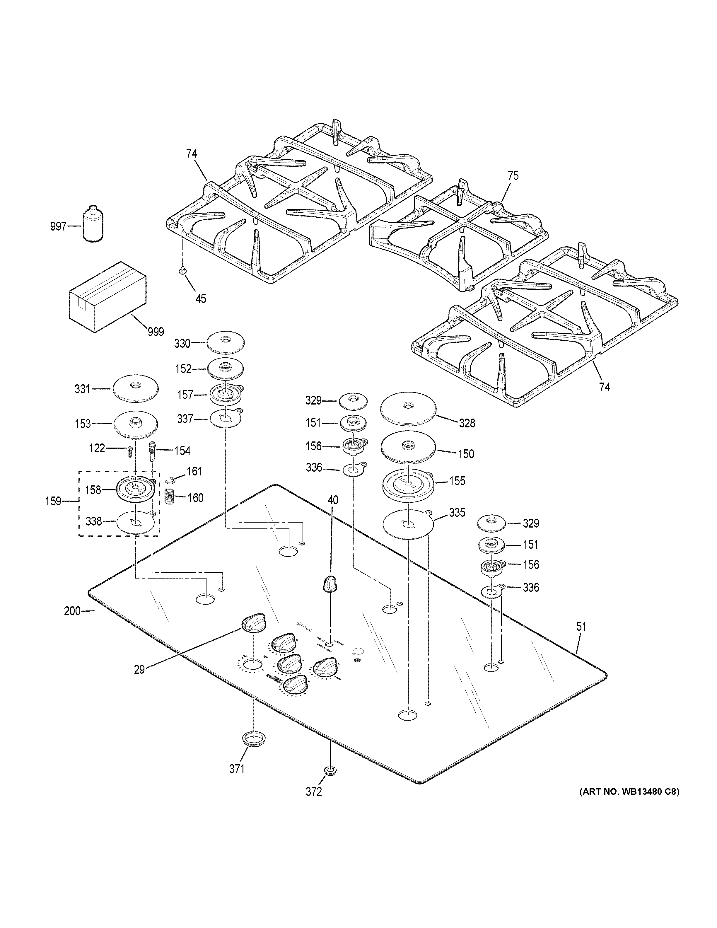 GE JGP970BEK6BB control panel & cooktop diagram