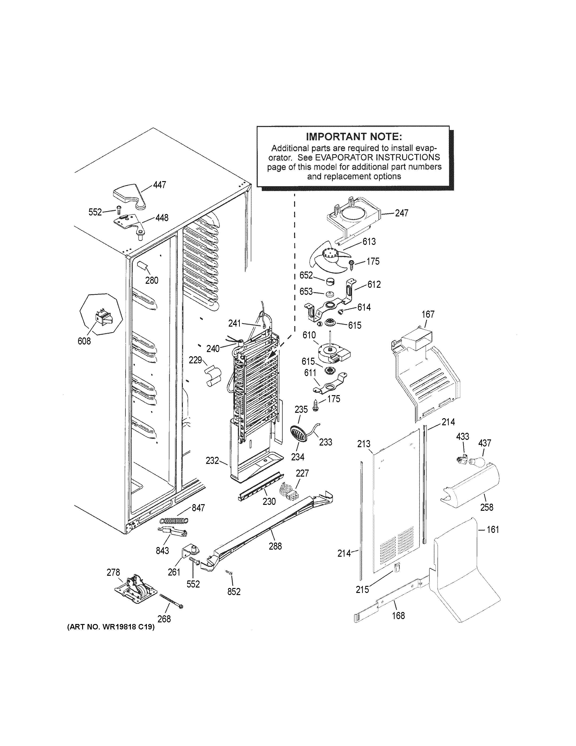 GE GSS23HMHECES freezer section diagram
