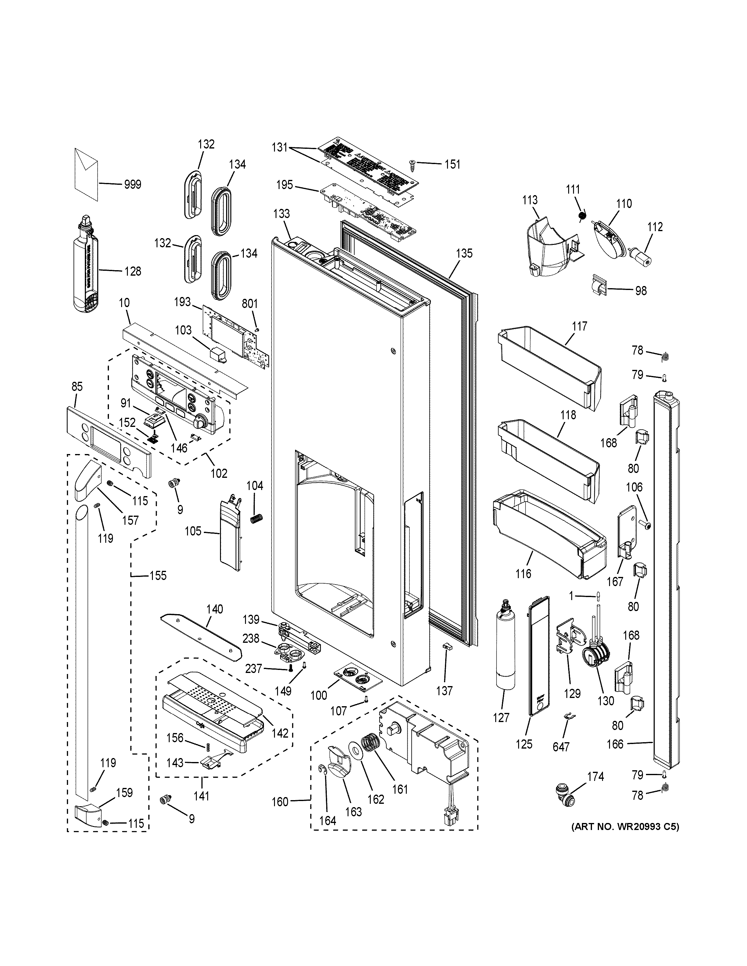 GE CFE29TSDASS dispenser door diagram