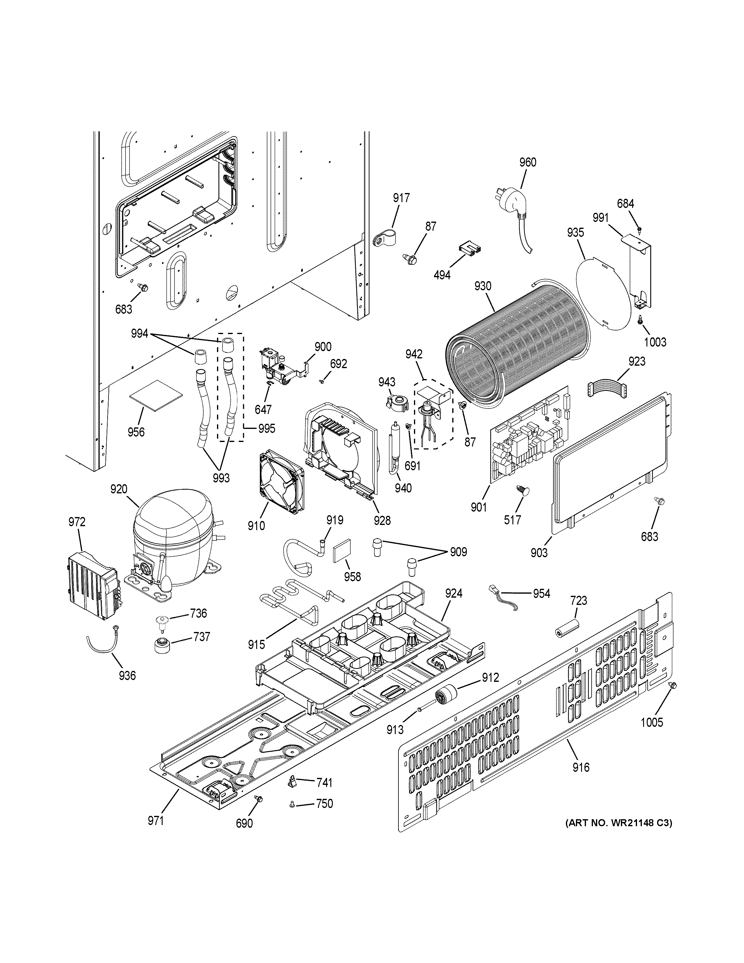 GE CFE29TSDASS machine compartment diagram