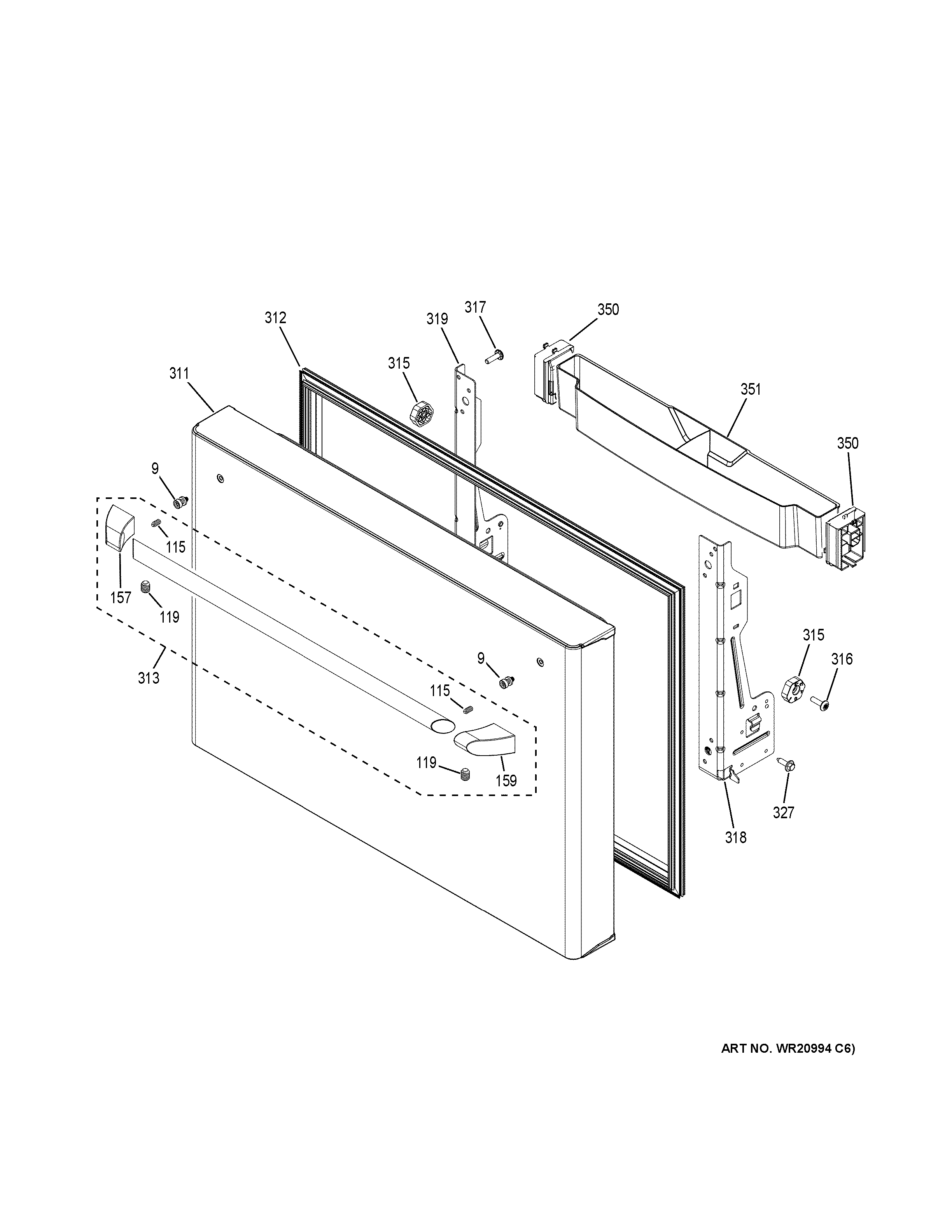 GE CYE22TSHJSS freezer door diagram