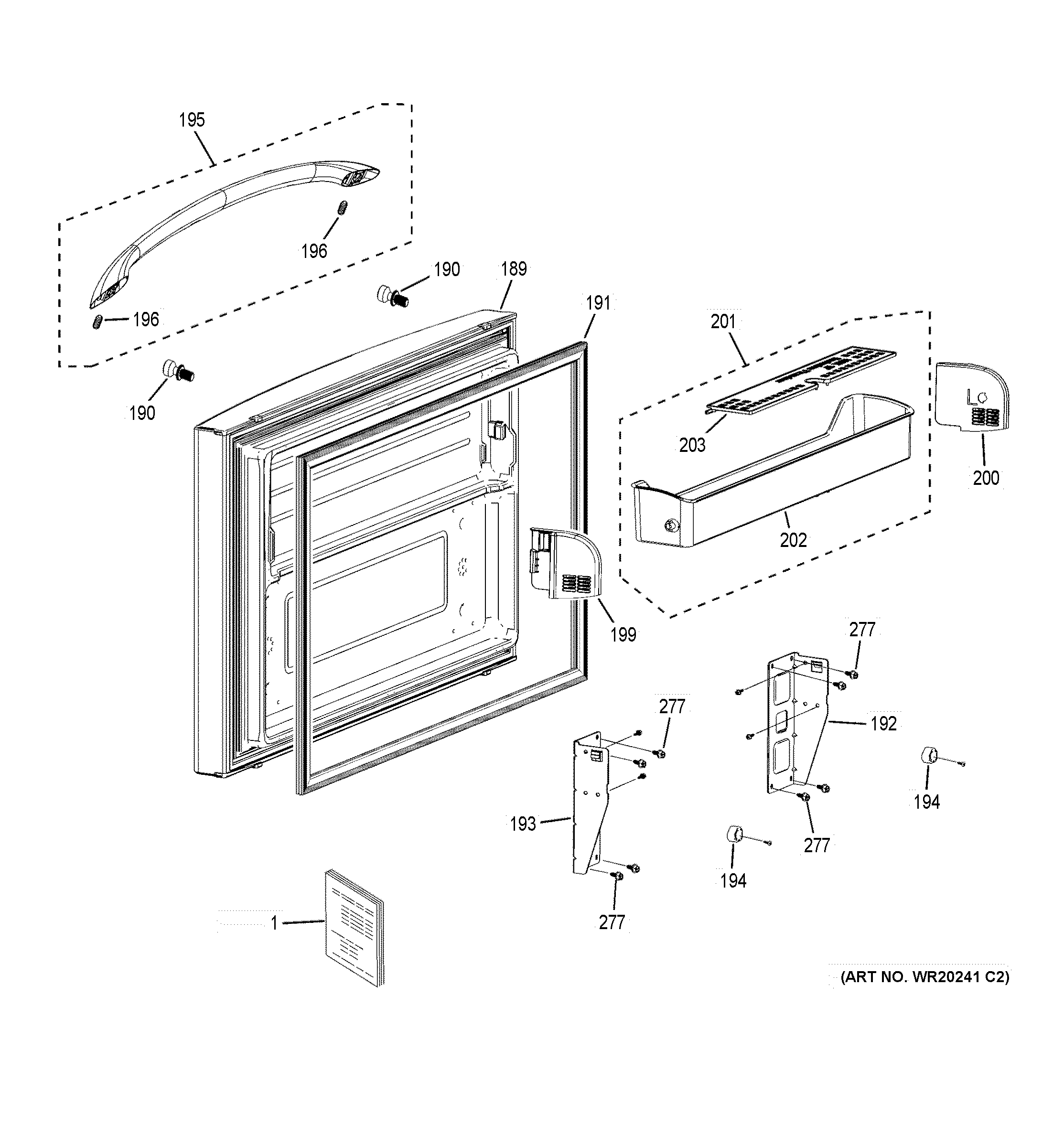 GE PFSS9SKYASS freezer door diagram