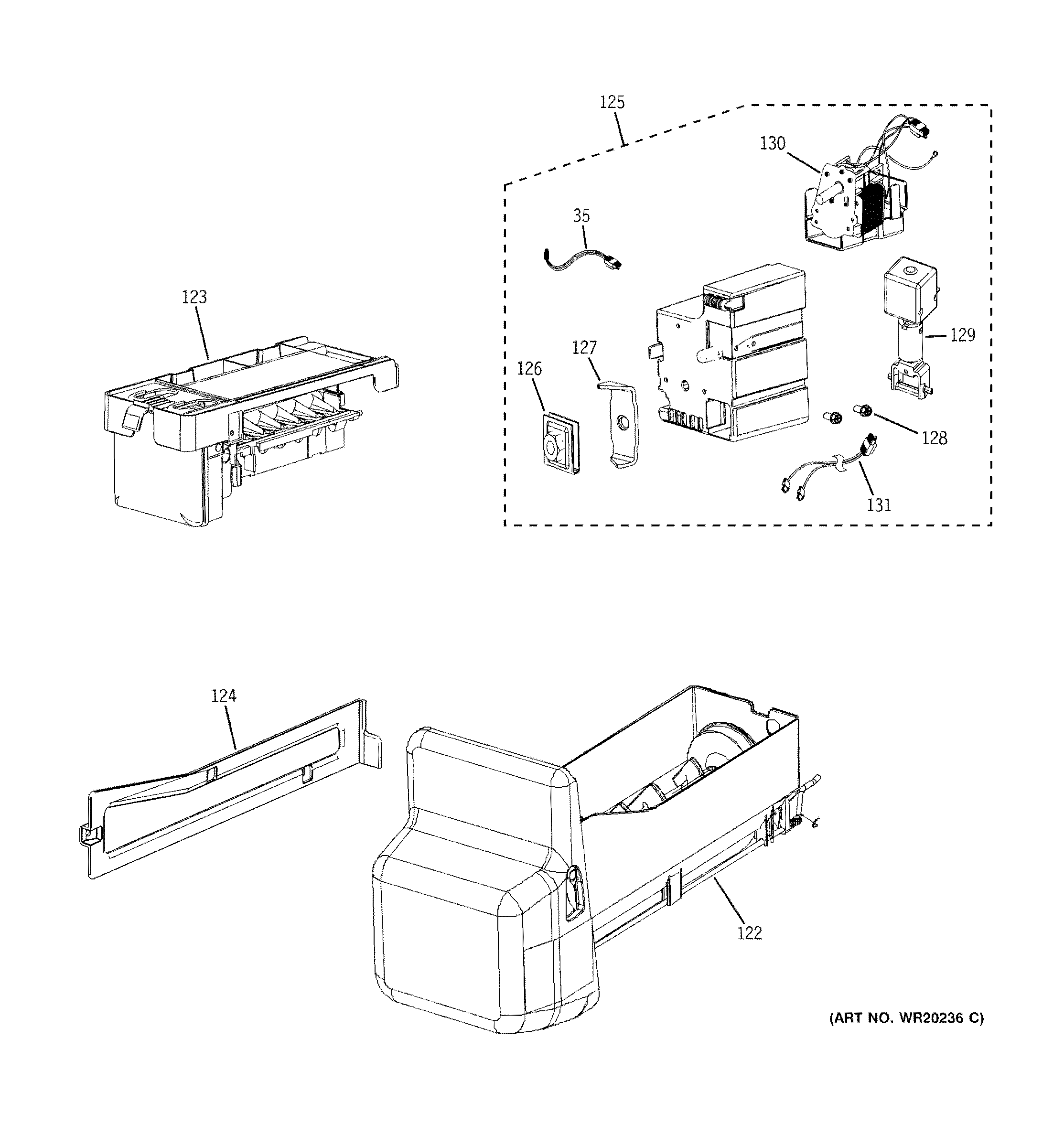 GE PFSS9SKYBSS ice maker & dispenser diagram