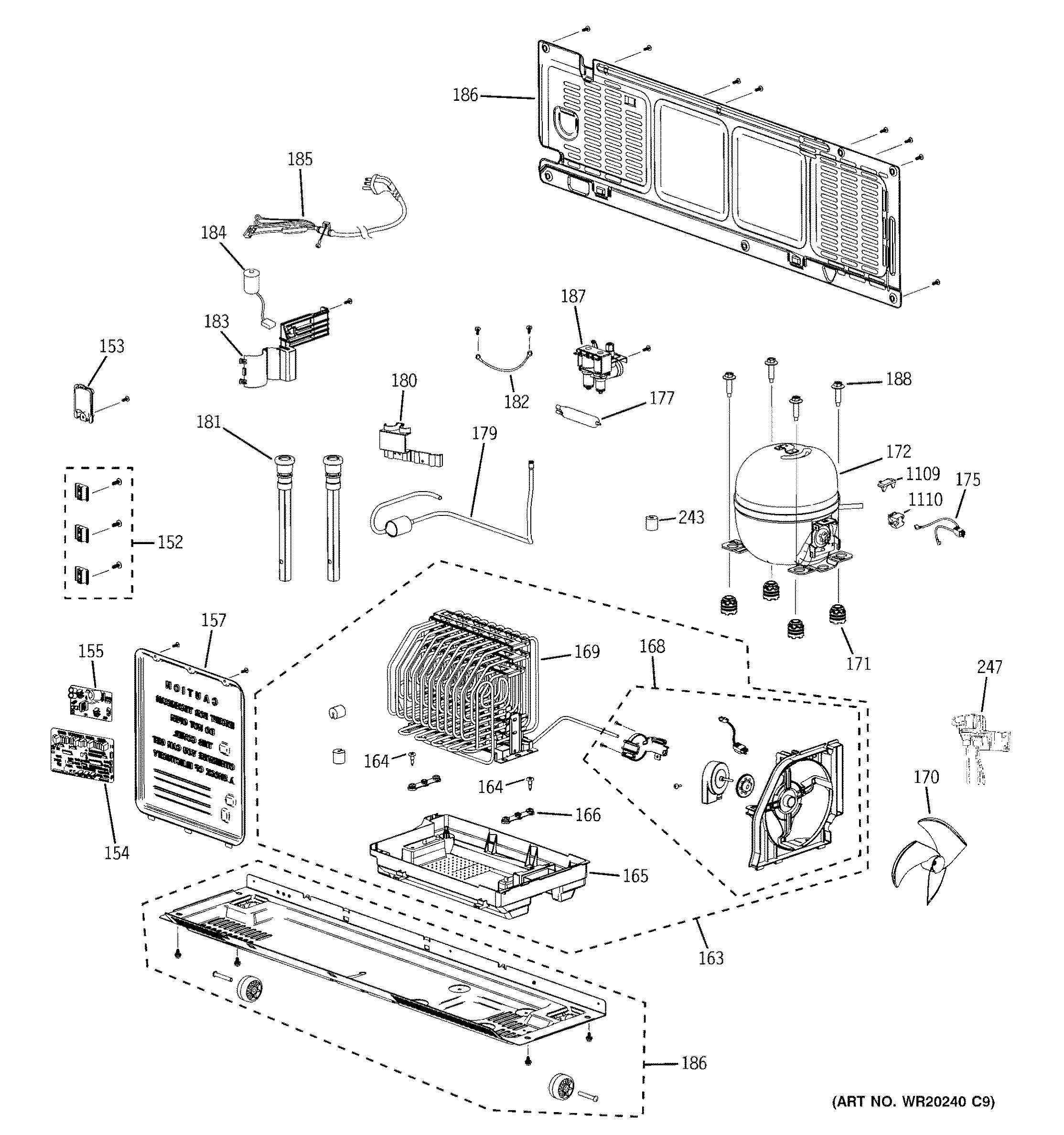 GE PFSS9SKYBSS machine compartment diagram