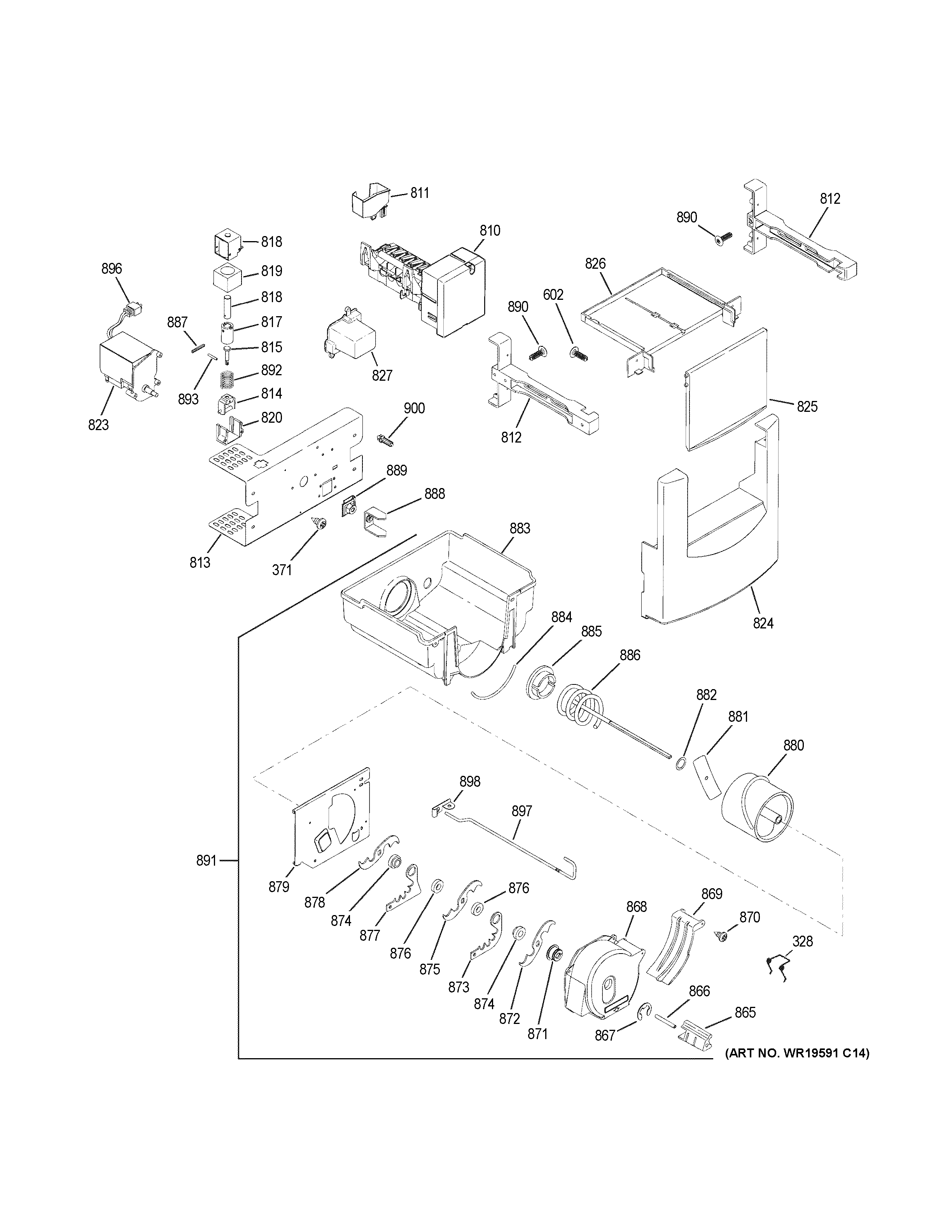 GE ZISB480DRK ice maker & dispenser diagram