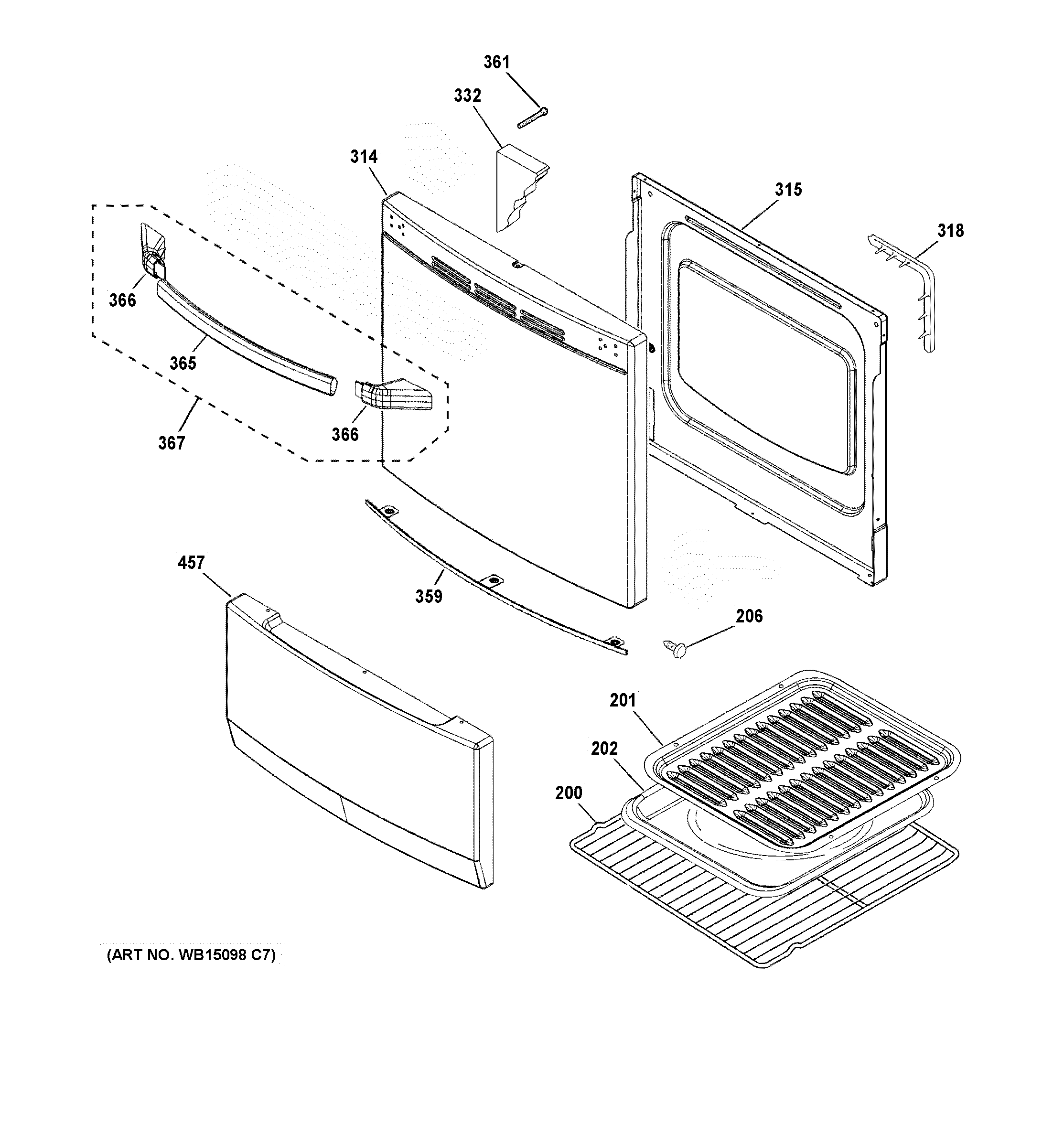Hotpoint RA724K5WH door & drawer parts diagram