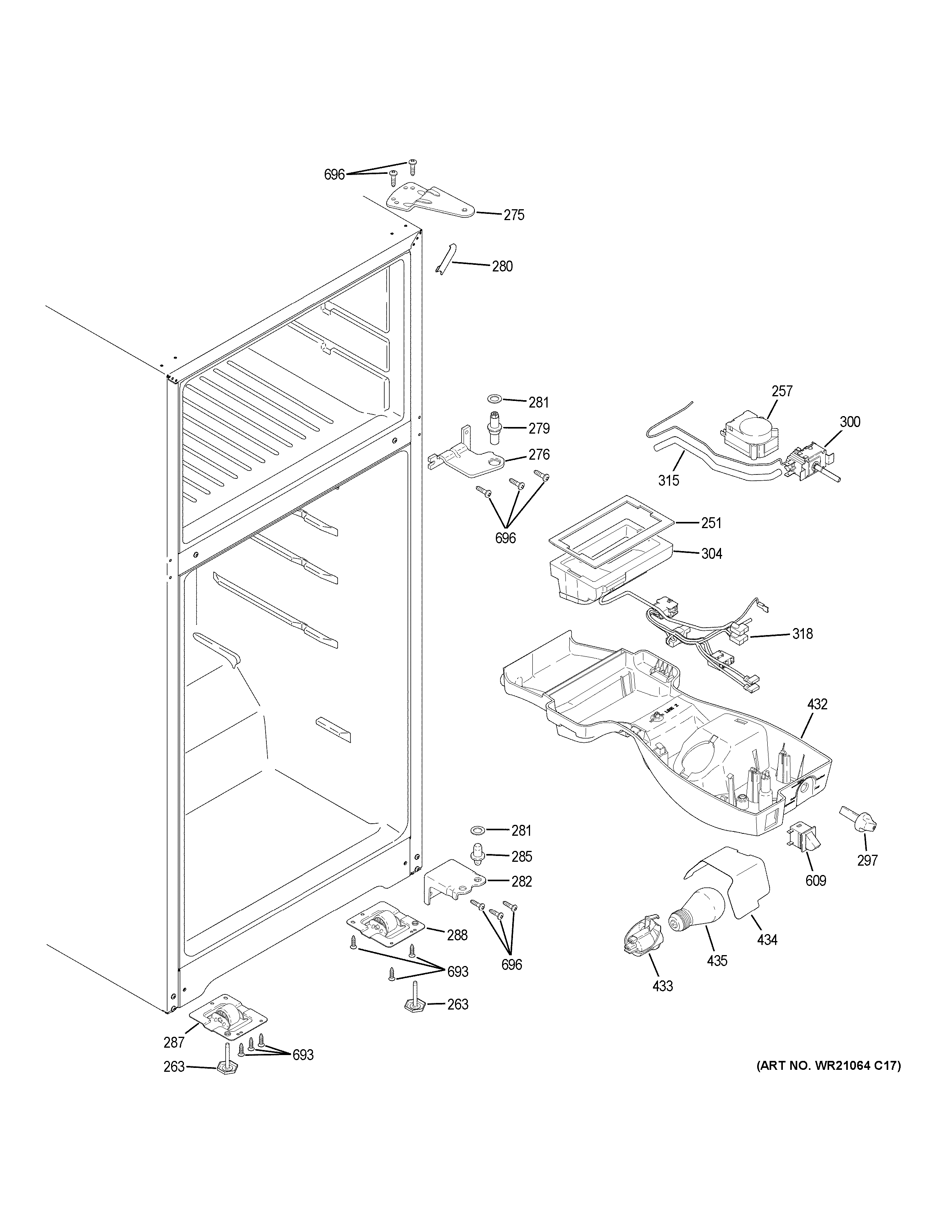 GE GTE16GTHHRBB fresh food section diagram