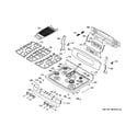 GE PGB995DET2BB control panel & cooktop diagram