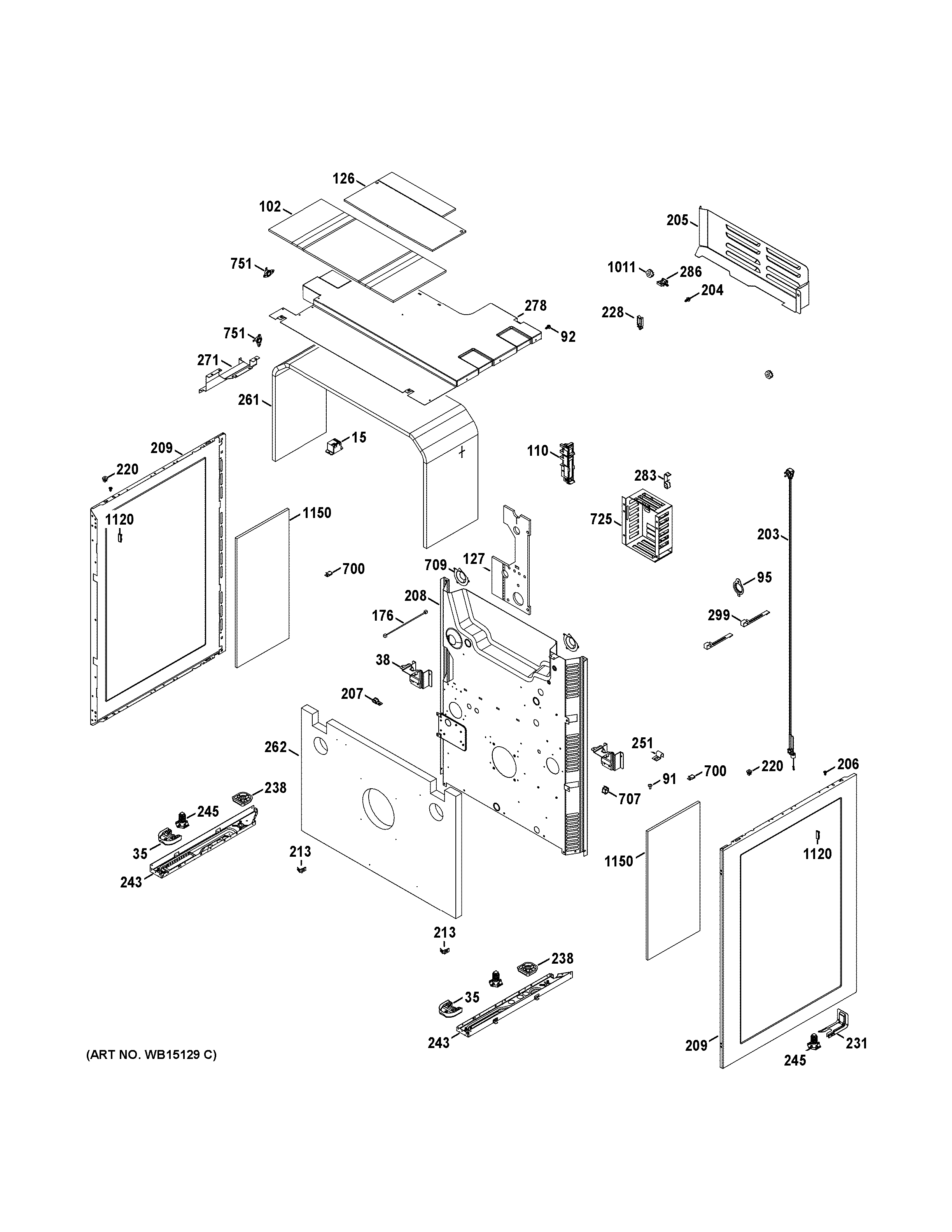 GE PGB995DET2BB body parts diagram