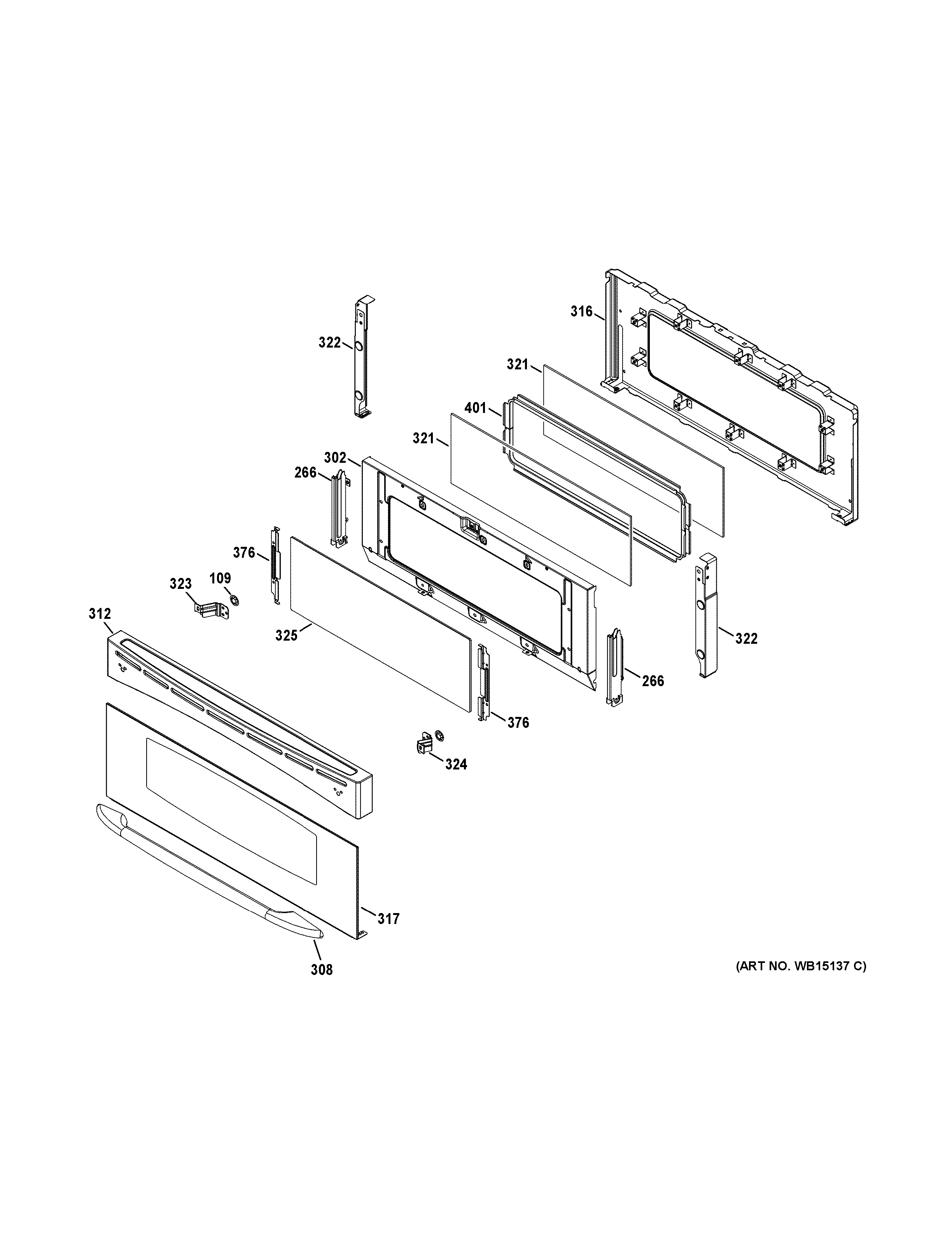 GE PGB995DET2BB upper door diagram
