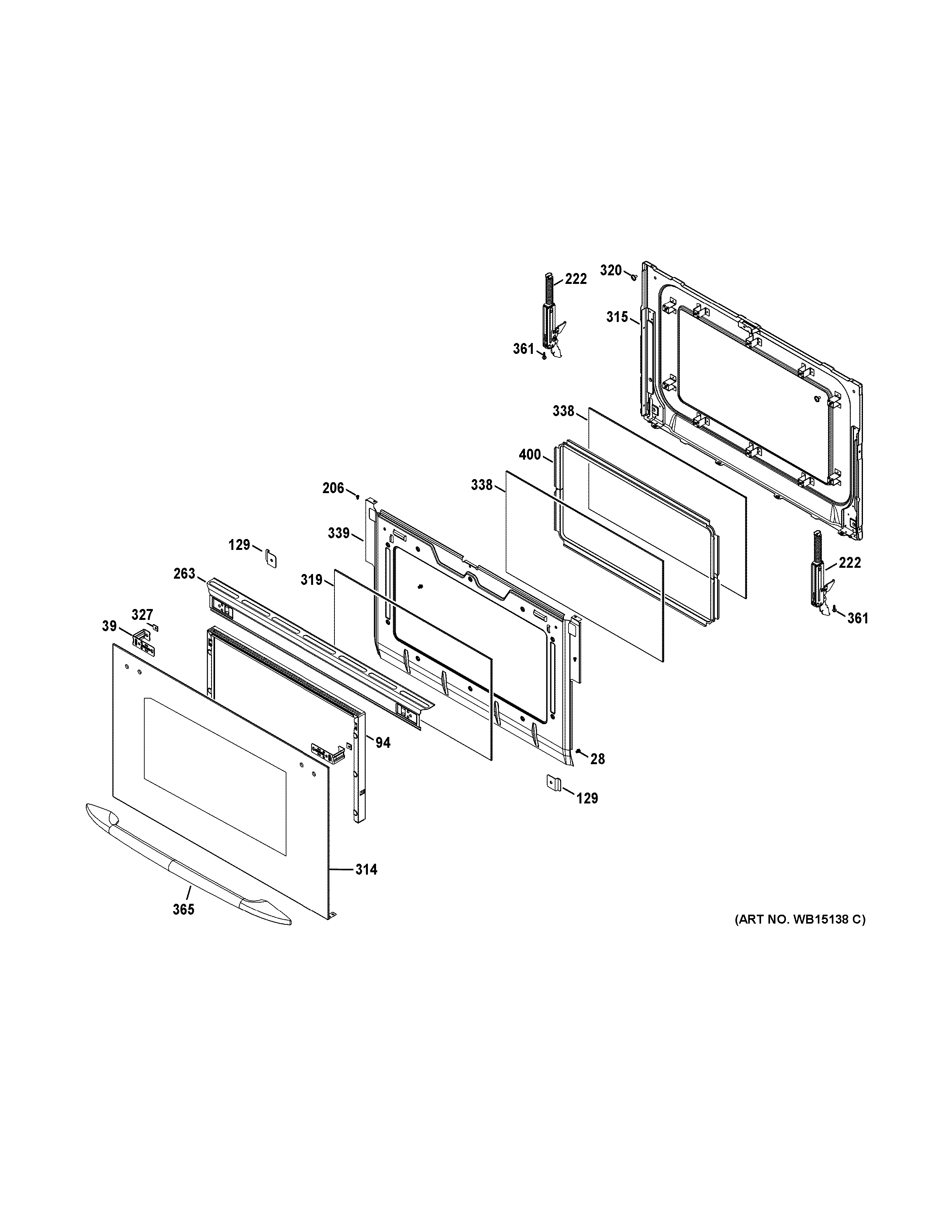 GE PGB995DET2BB lower door diagram