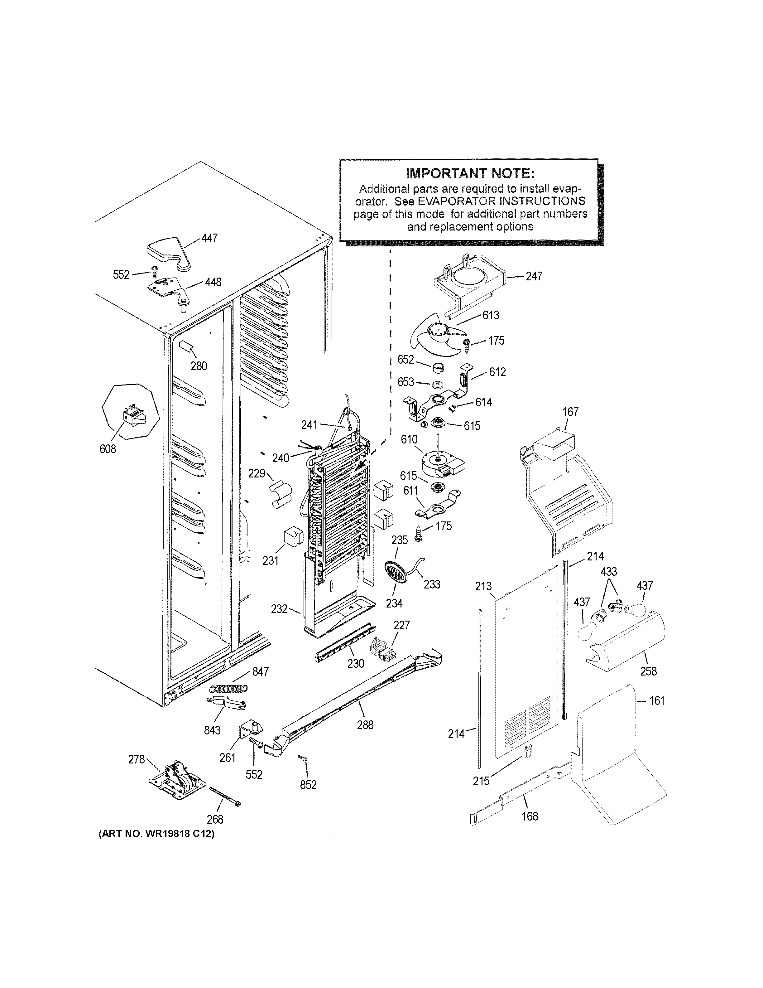 GE GSS23GGKECWW freezer section diagram